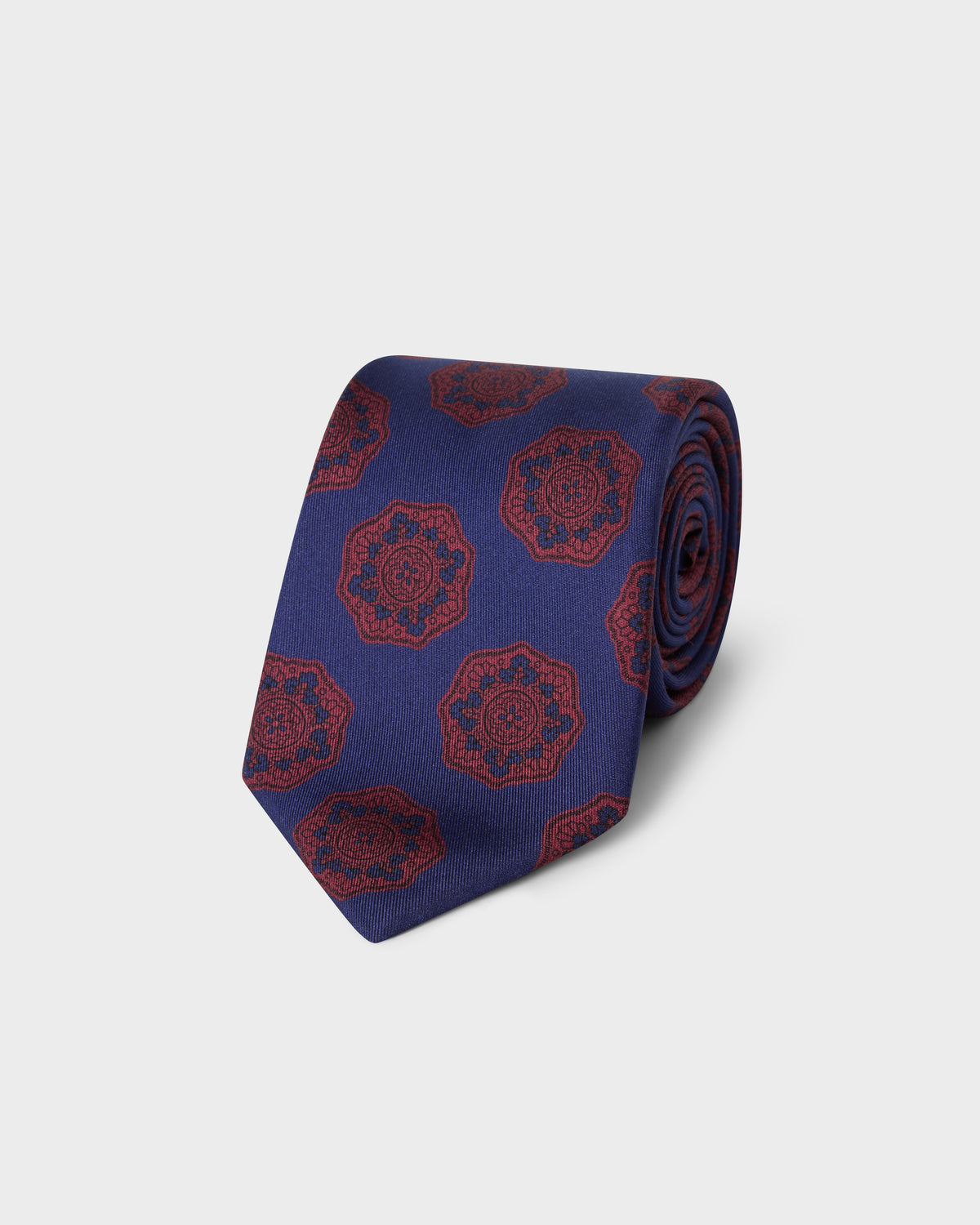 Printed Silk Tie - Navy Berg & Berg