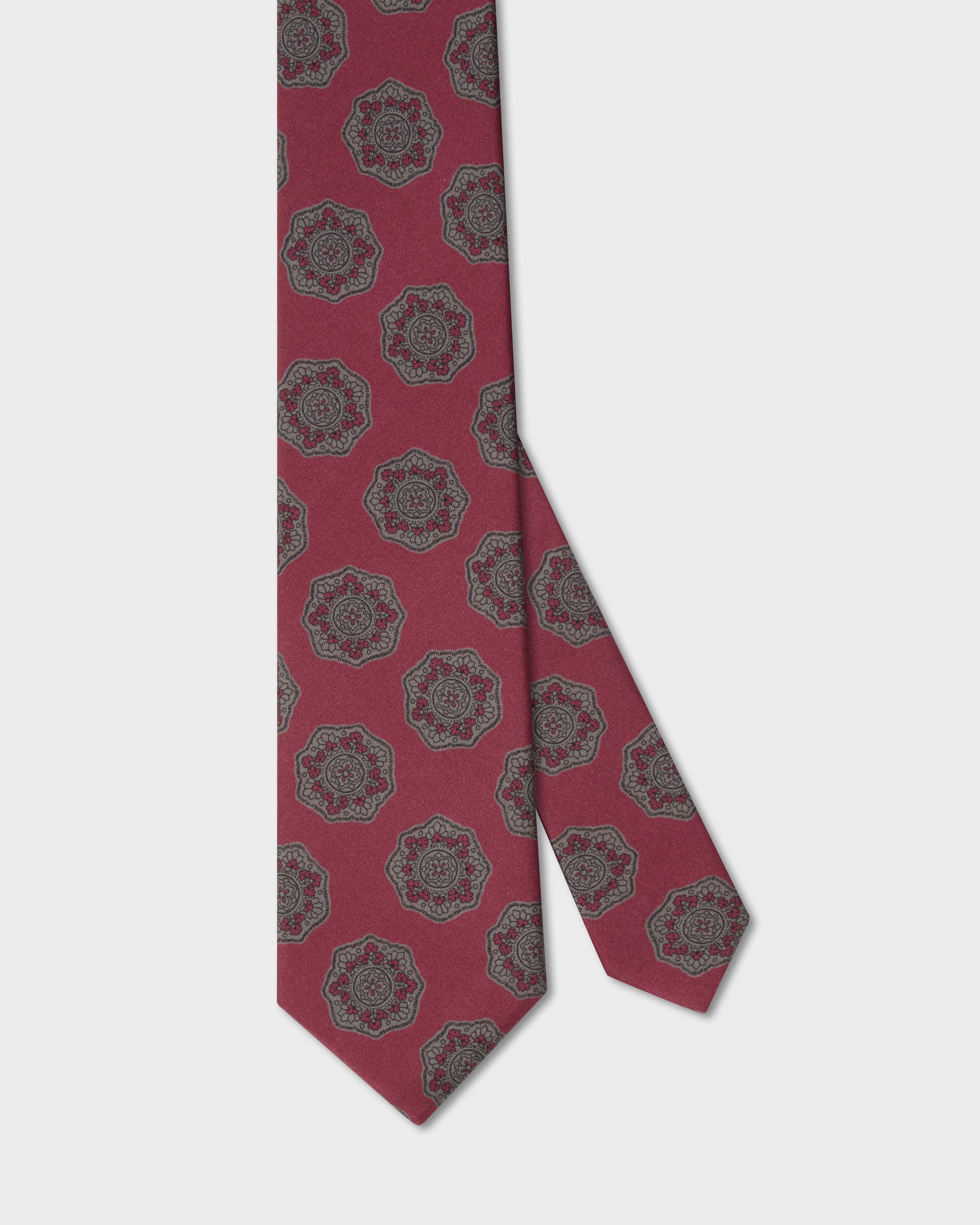 Printed Silk Tie - Burgundy Berg & Berg