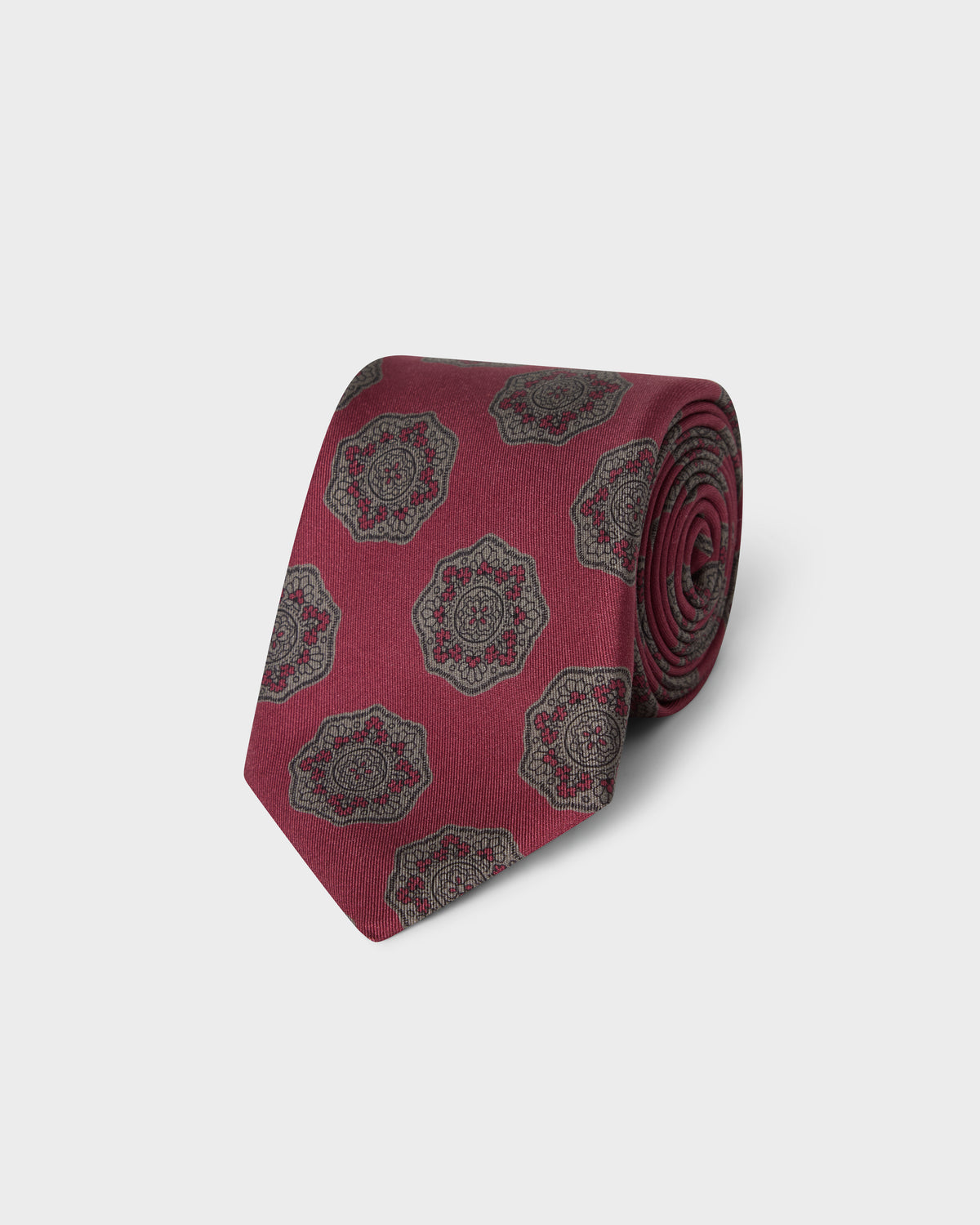 Printed Silk Tie - Burgundy Berg & Berg