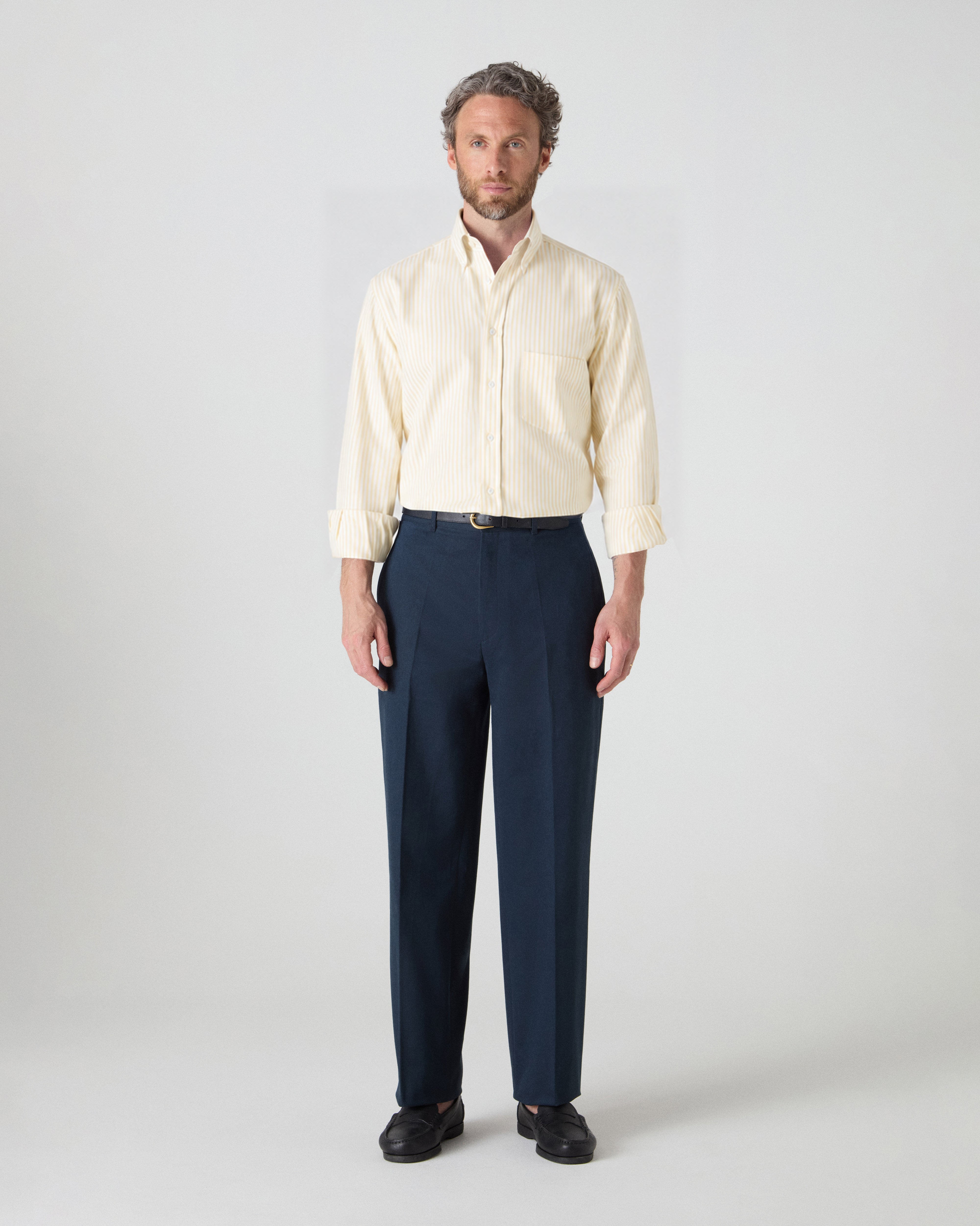Ferdinand Oxford Button Down Shirt - White/Lemon | Berg & Berg