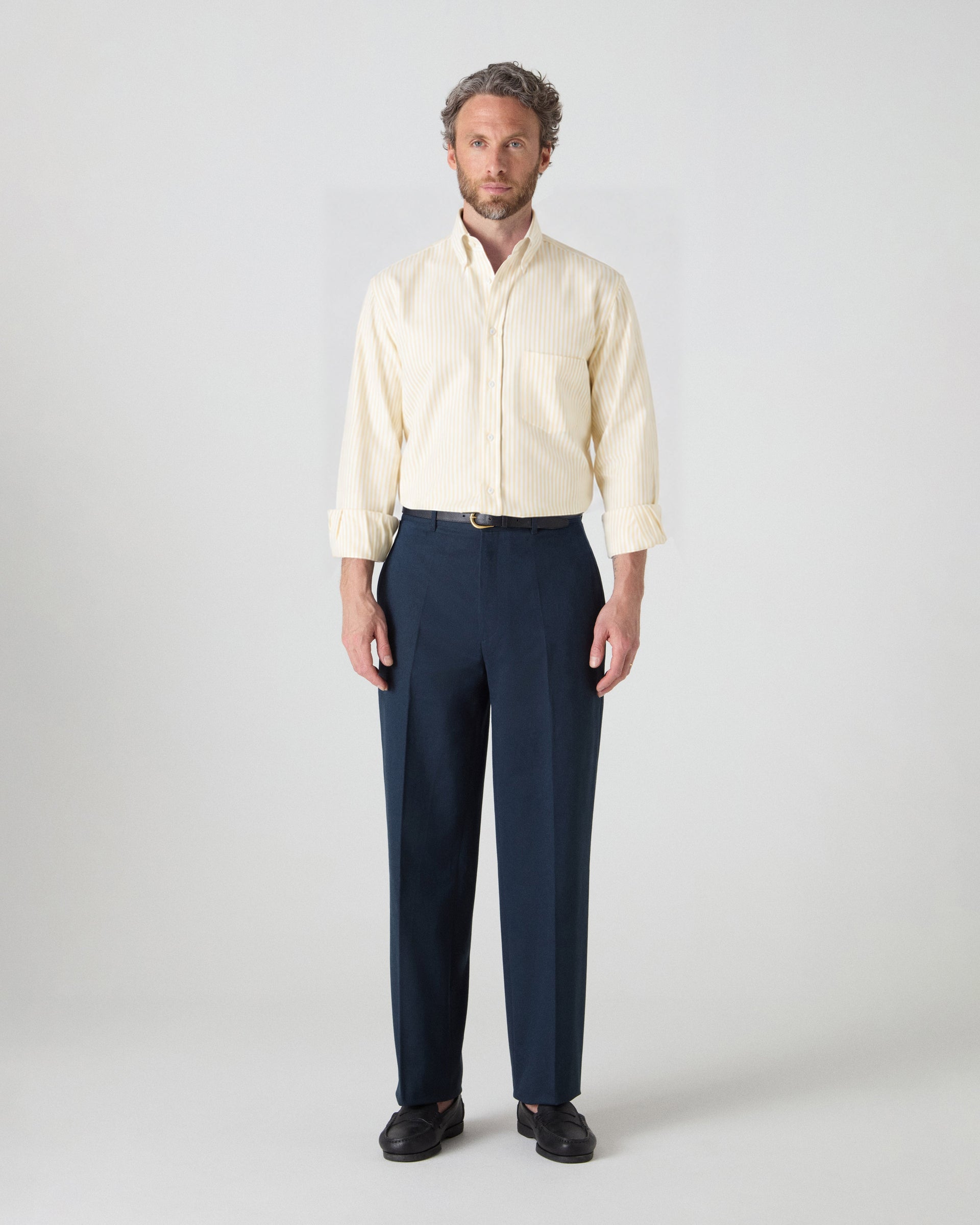 Ferdinand Oxford Button Down Shirt - White/Lemon | Berg & Berg