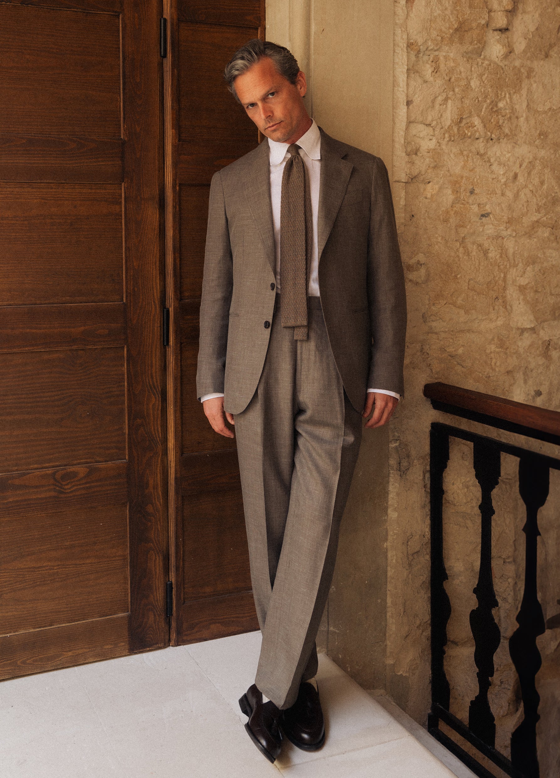 Don Wool/Silk/Linen Suit - Taupe Berg & Berg