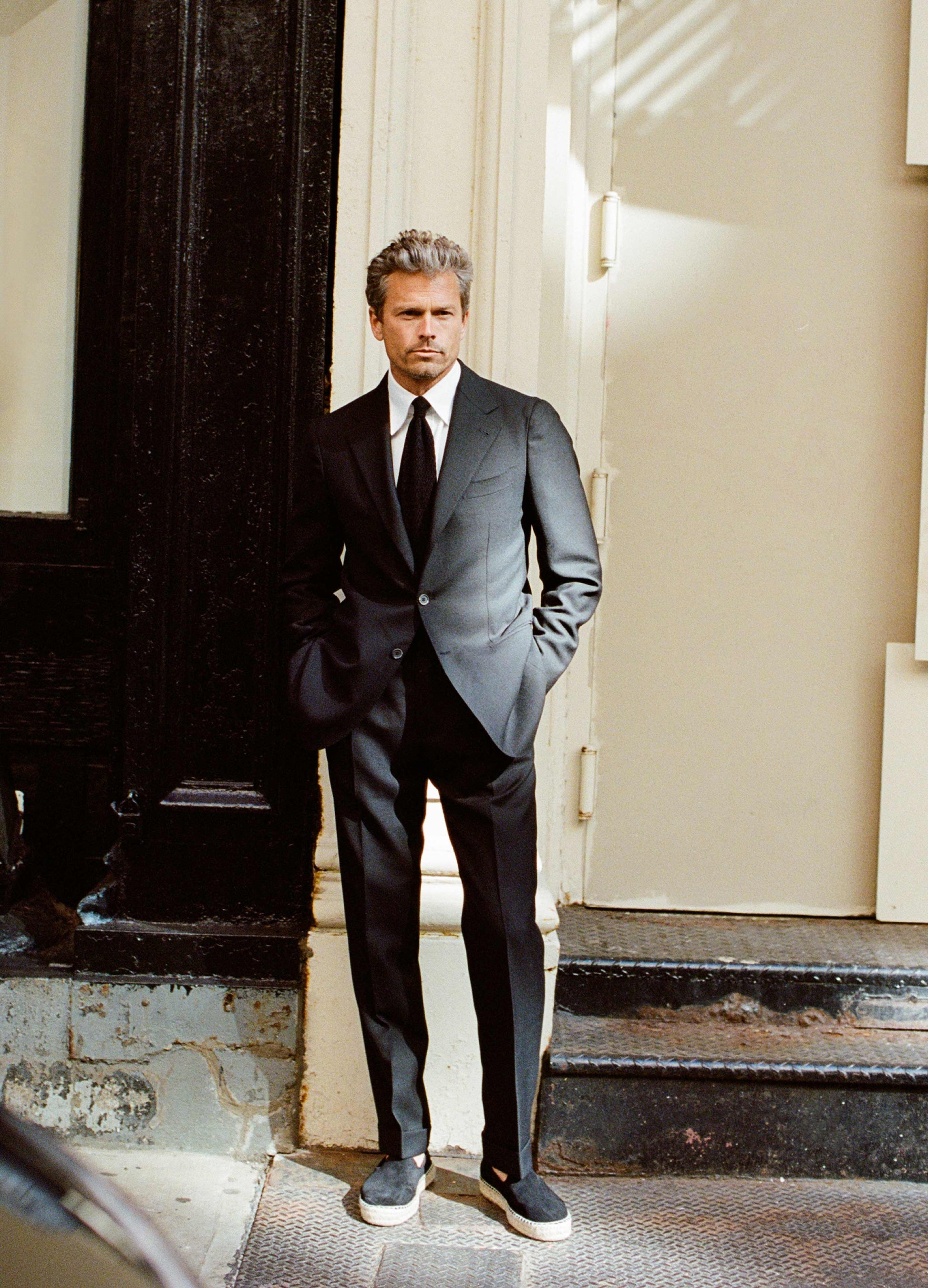 Dan High Twist Wool Blazer - Black Berg & Berg