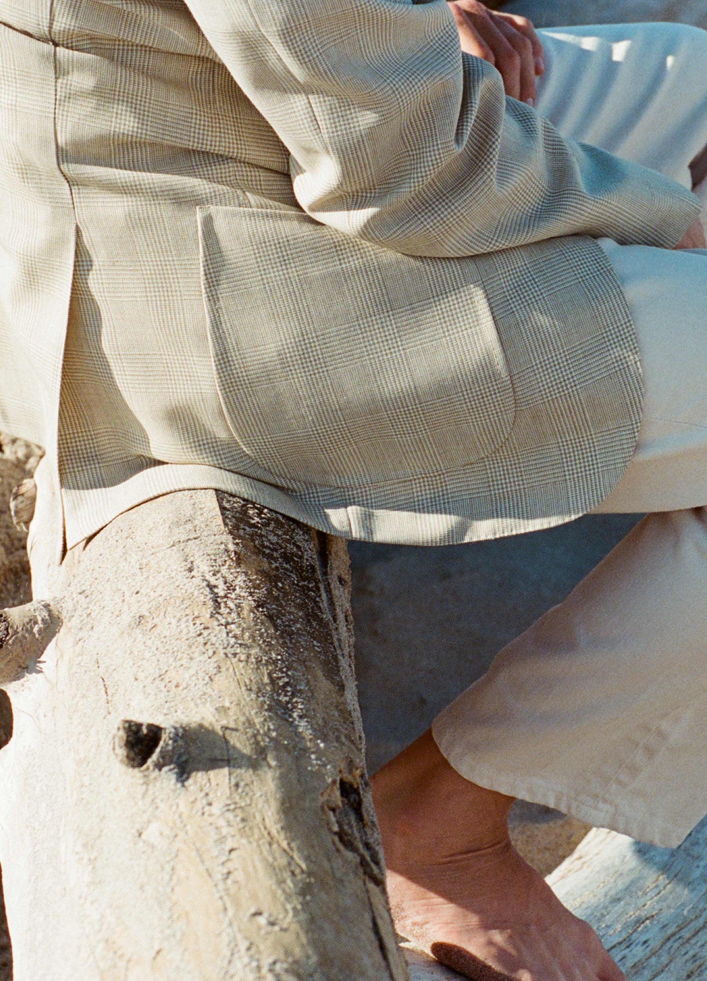 Dan Checked Wool Blazer - Cream/Sand Berg & Berg