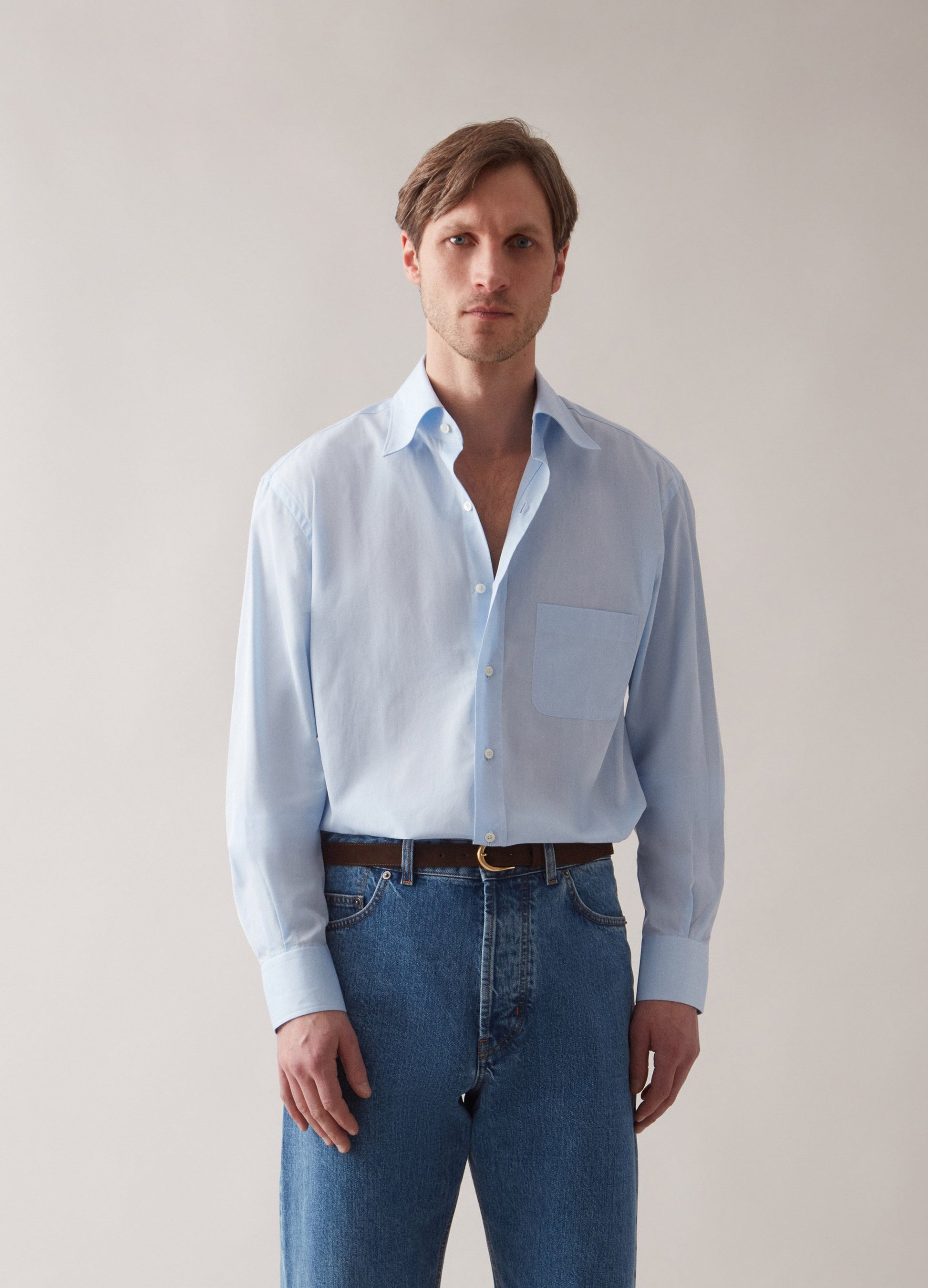 Fabian Turndown Collar Shirt - Light Blue Berg & Berg