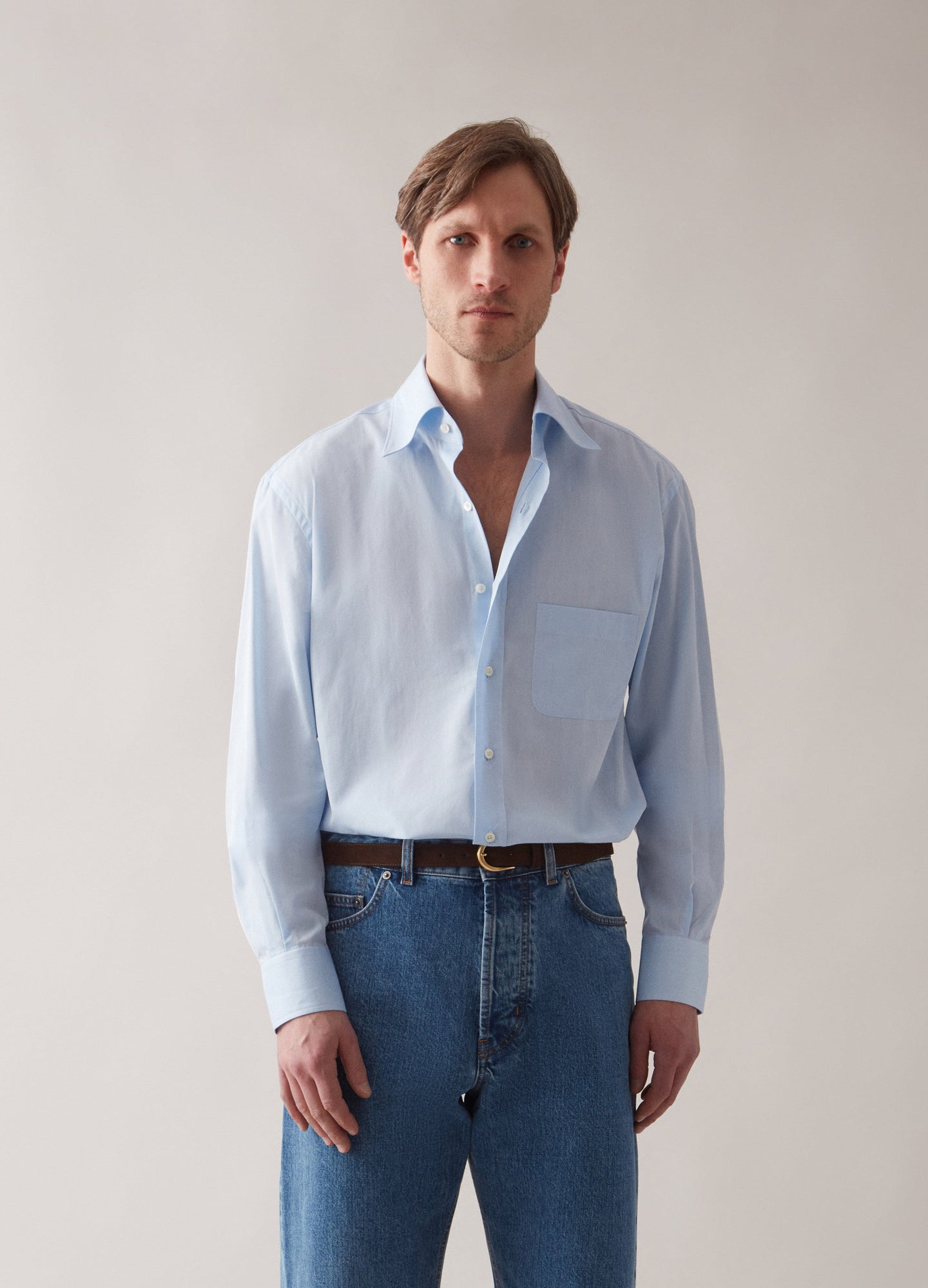Fabian Turndown Collar Shirt - Light Blue Berg & Berg