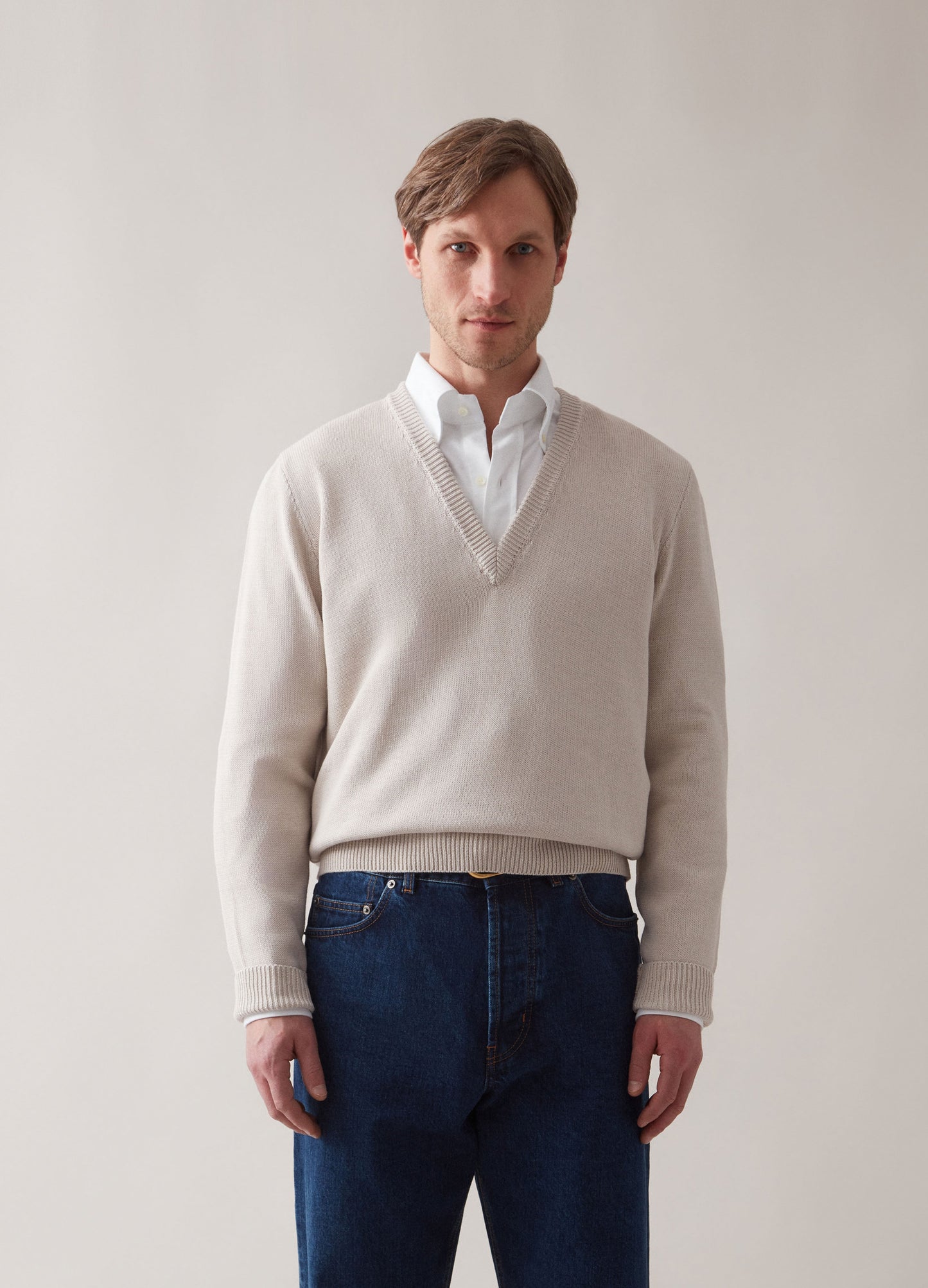 Björn V-Neck Sweater - Cream Berg & Berg