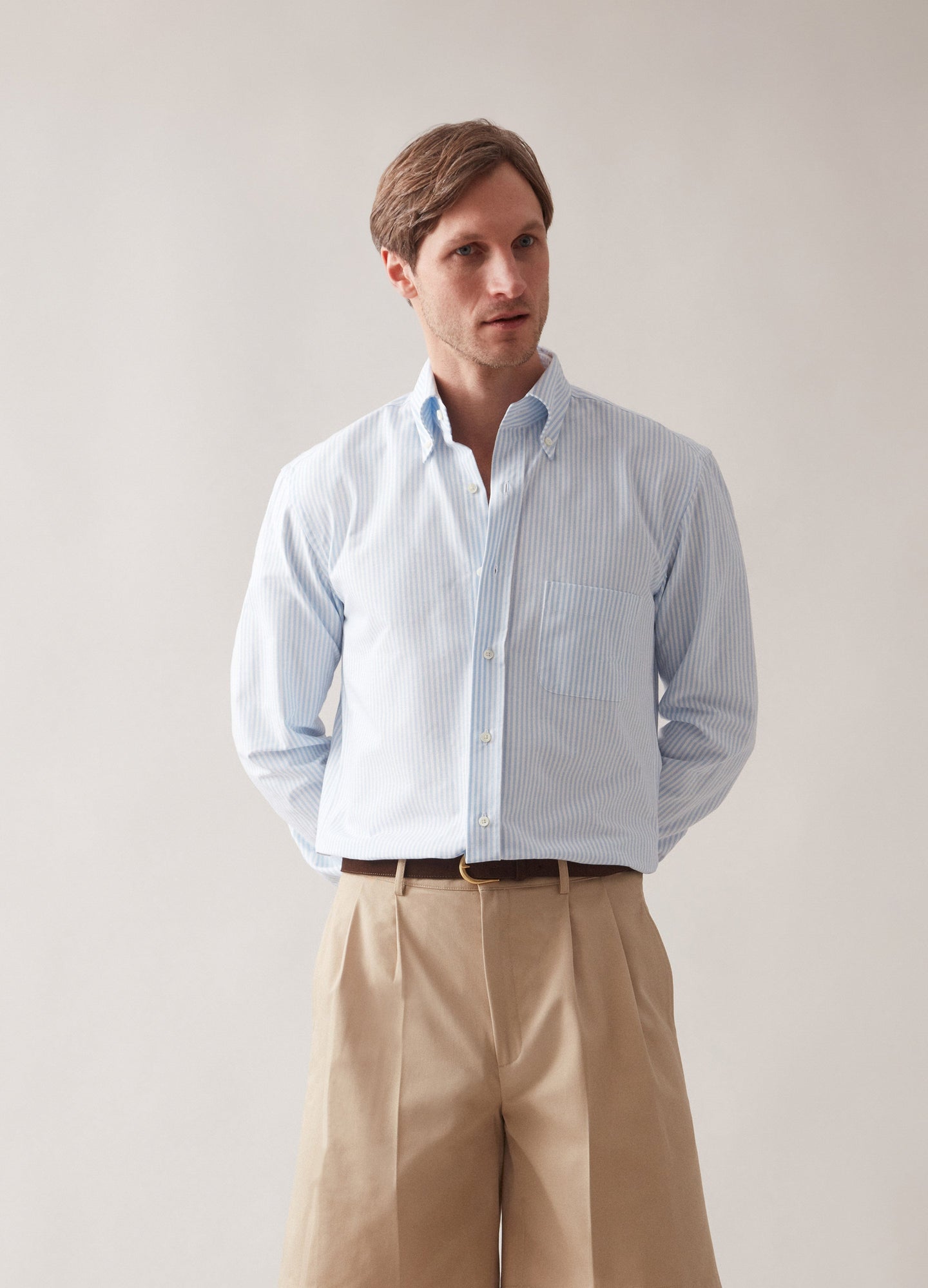 Ferdinand Oxford Button Down Shirt - White/Light Blue Berg & Berg