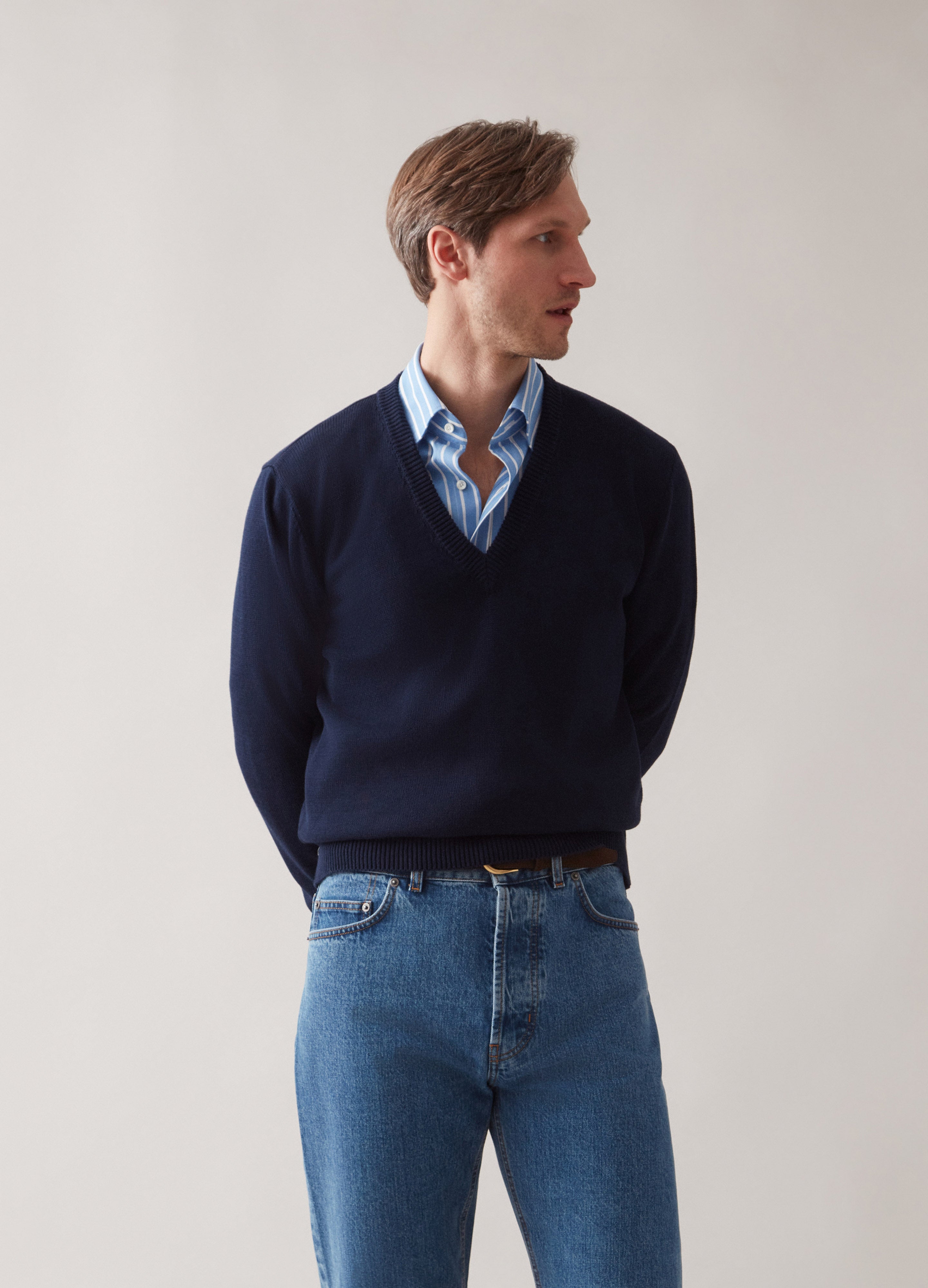 Björn V-Neck Sweater - Navy Berg & Berg