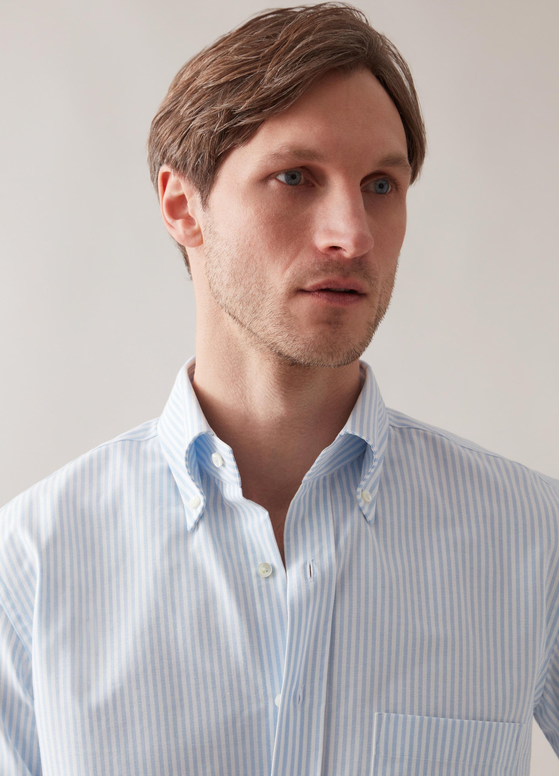 Ferdinand Oxford Button Down Shirt - White/Light Blue Berg & Berg