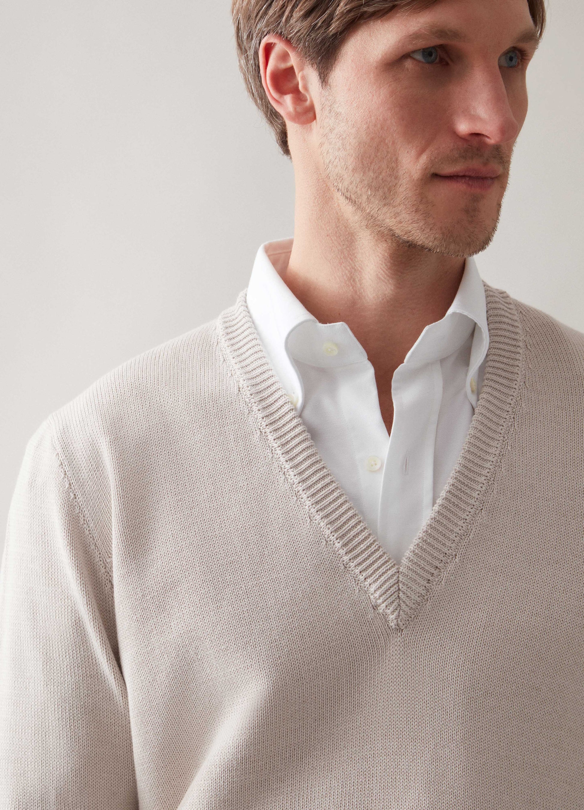 Björn V-Neck Sweater - Cream Berg & Berg