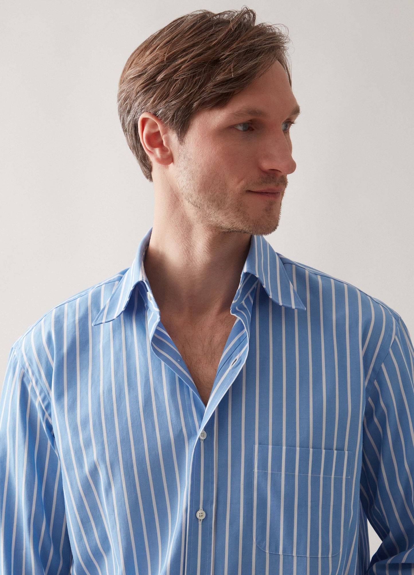 Fabian Turndown Collar Shirt - Blue/White Berg & Berg