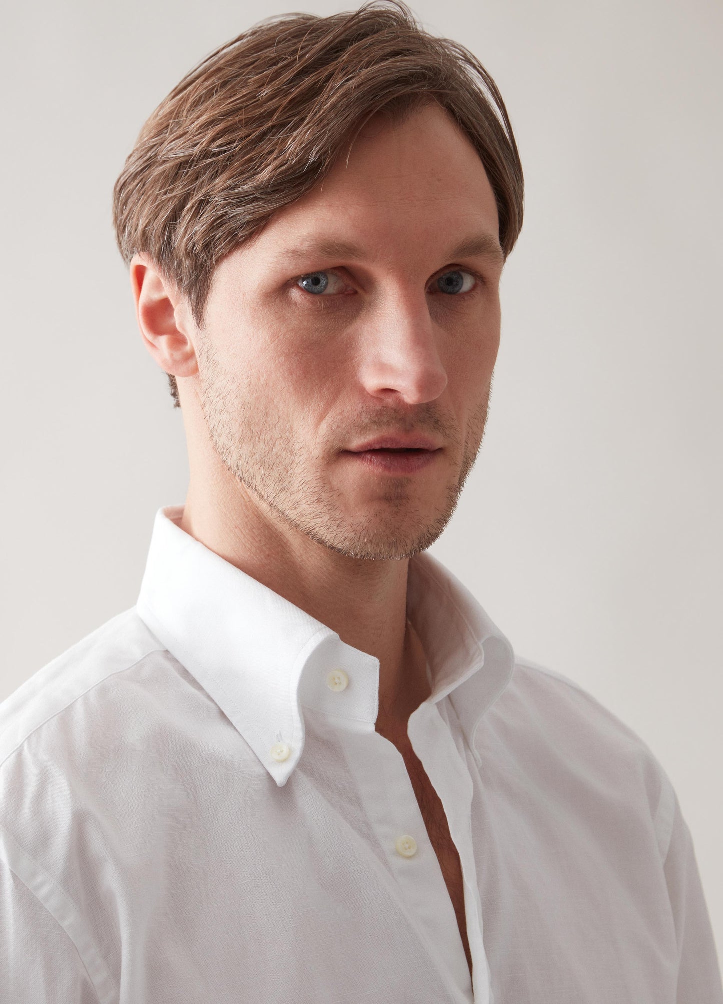 Ferdinand Cotton/Linen Button Down Shirt - White Berg & Berg