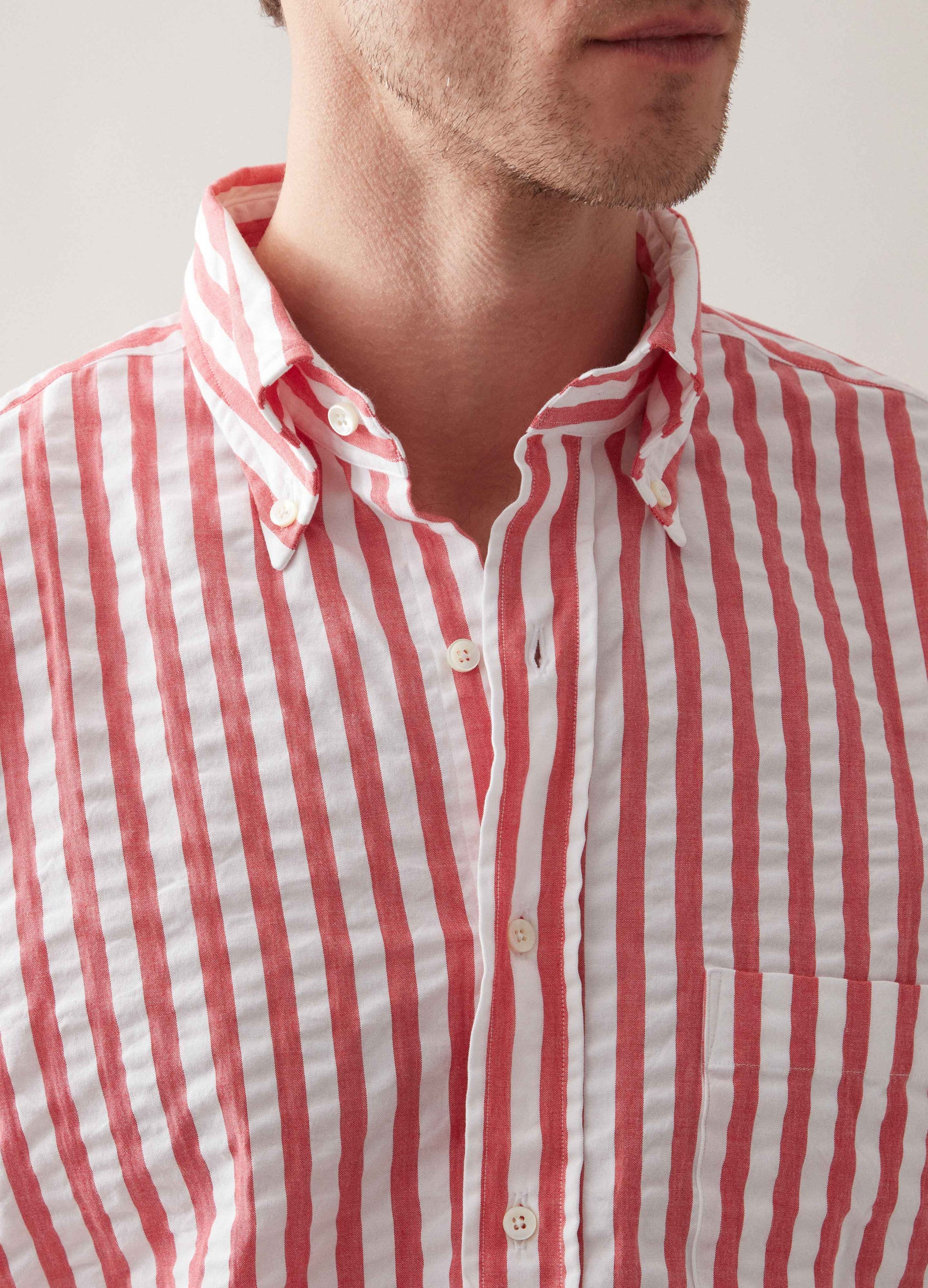 Ferdinand Button Down Shirt - White/Red Berg & Berg
