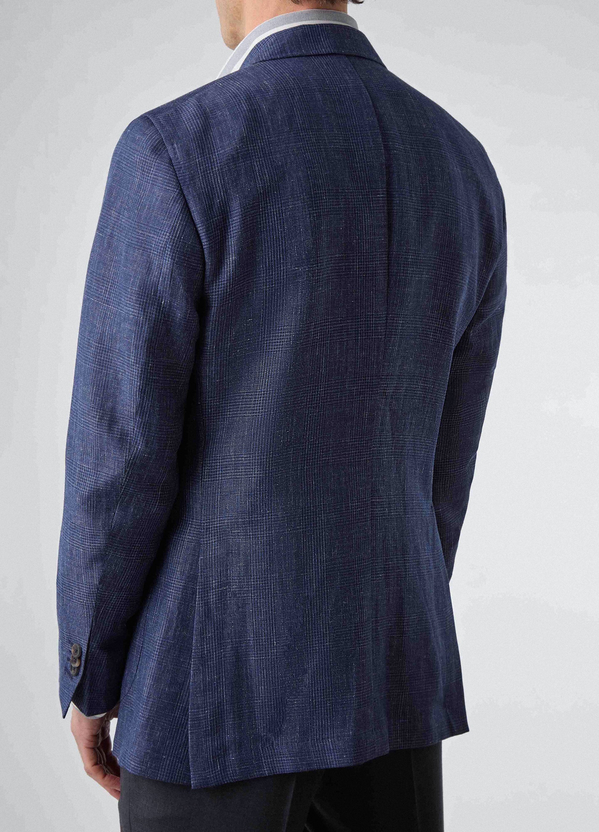 Don Sport Wool/Linen Glencheck Jacket - Blue | Berg & Berg