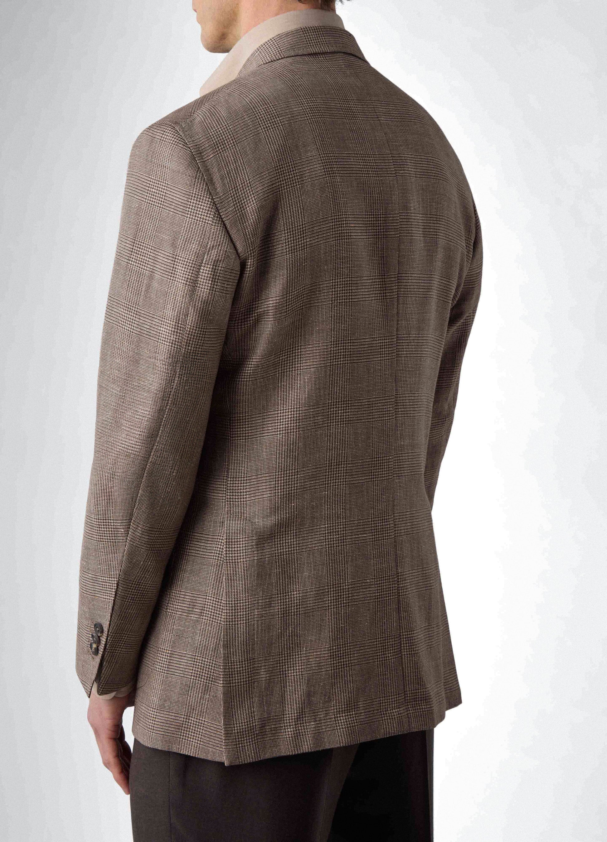 Don Sport Wool/Linen Glencheck Jacket - Brown/Beige | Berg & Berg