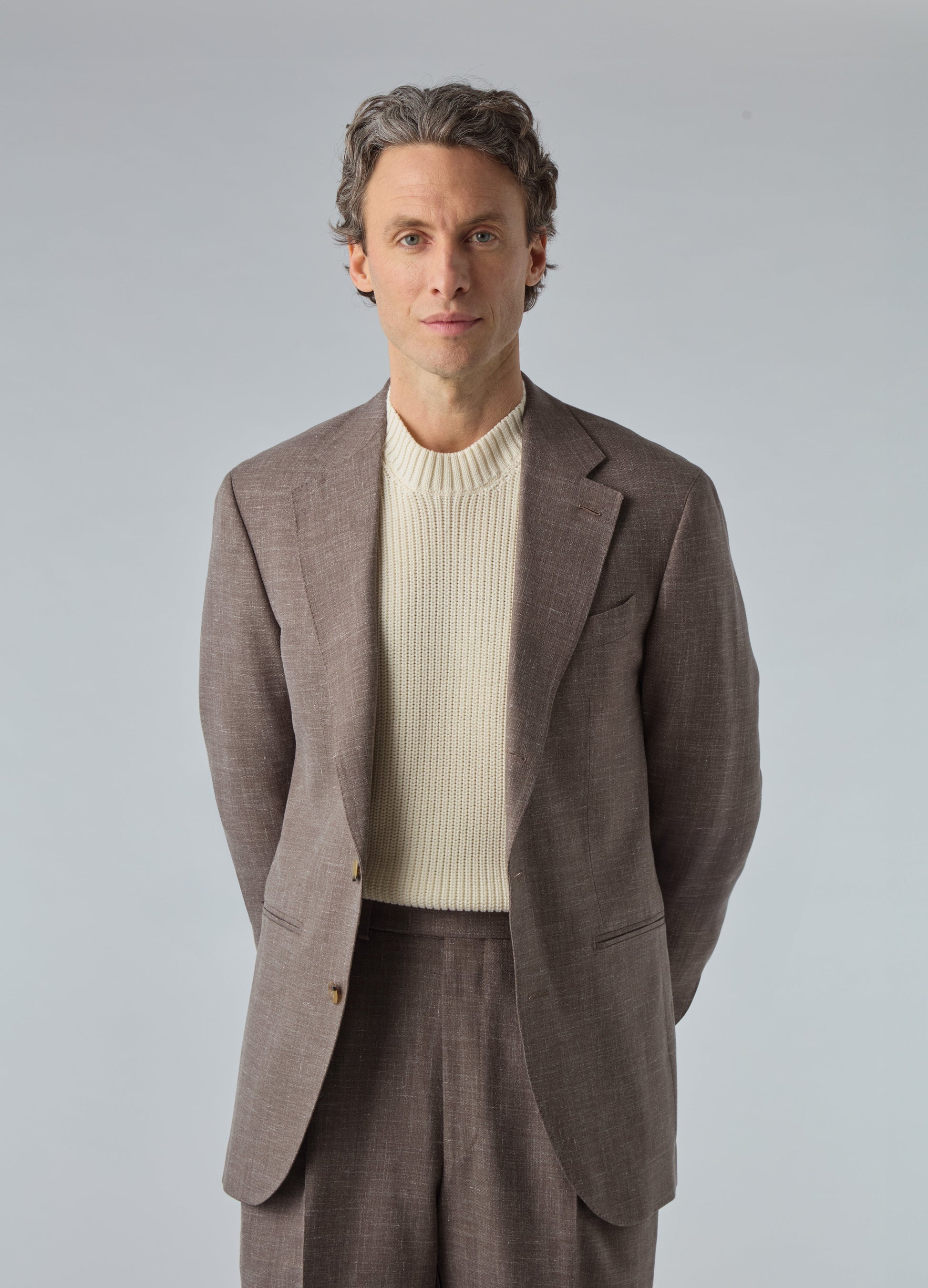 Don Wool/Silk/Linen Suit - Taupe | Berg & Berg