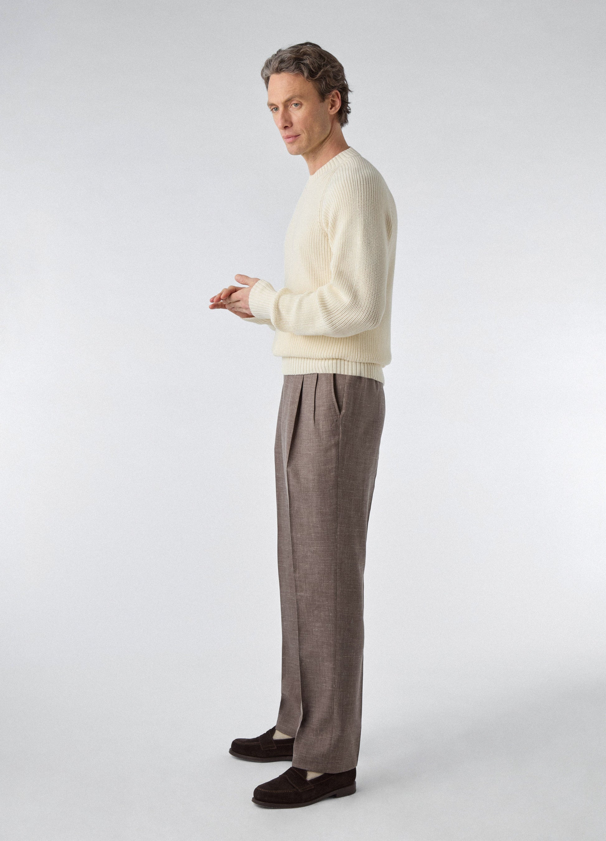 Don Wool/Silk/Linen Suit - Taupe | Berg & Berg