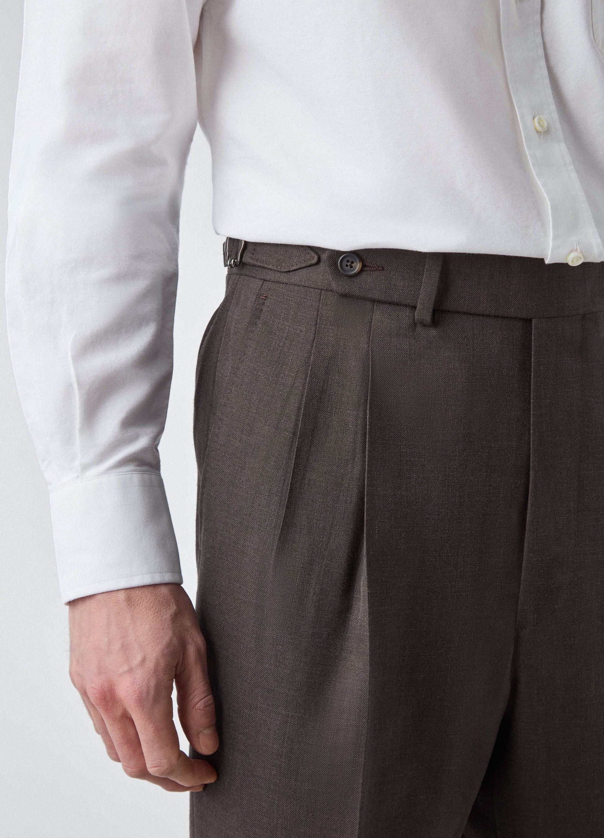 Don Wool/Silk/Linen Suit - Brown | Berg & Berg