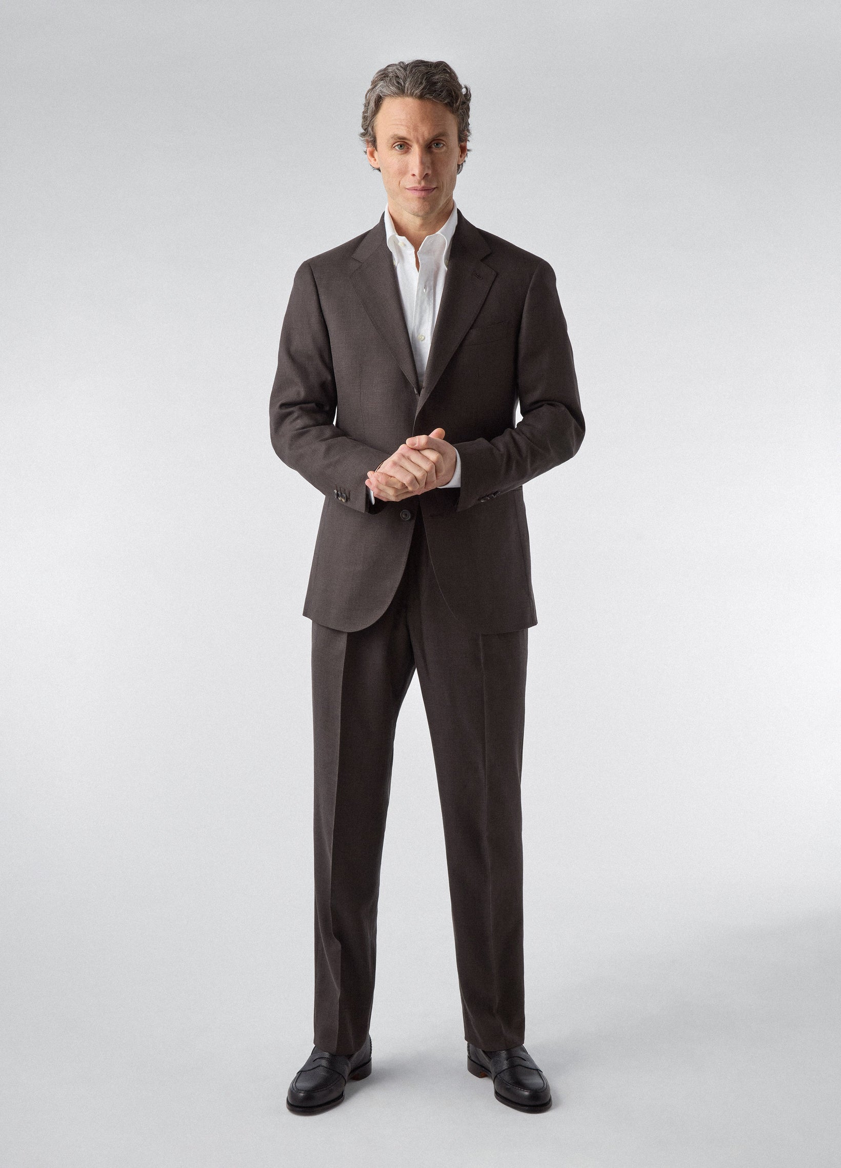 Don Wool/Silk/Linen Suit - Brown | Berg & Berg