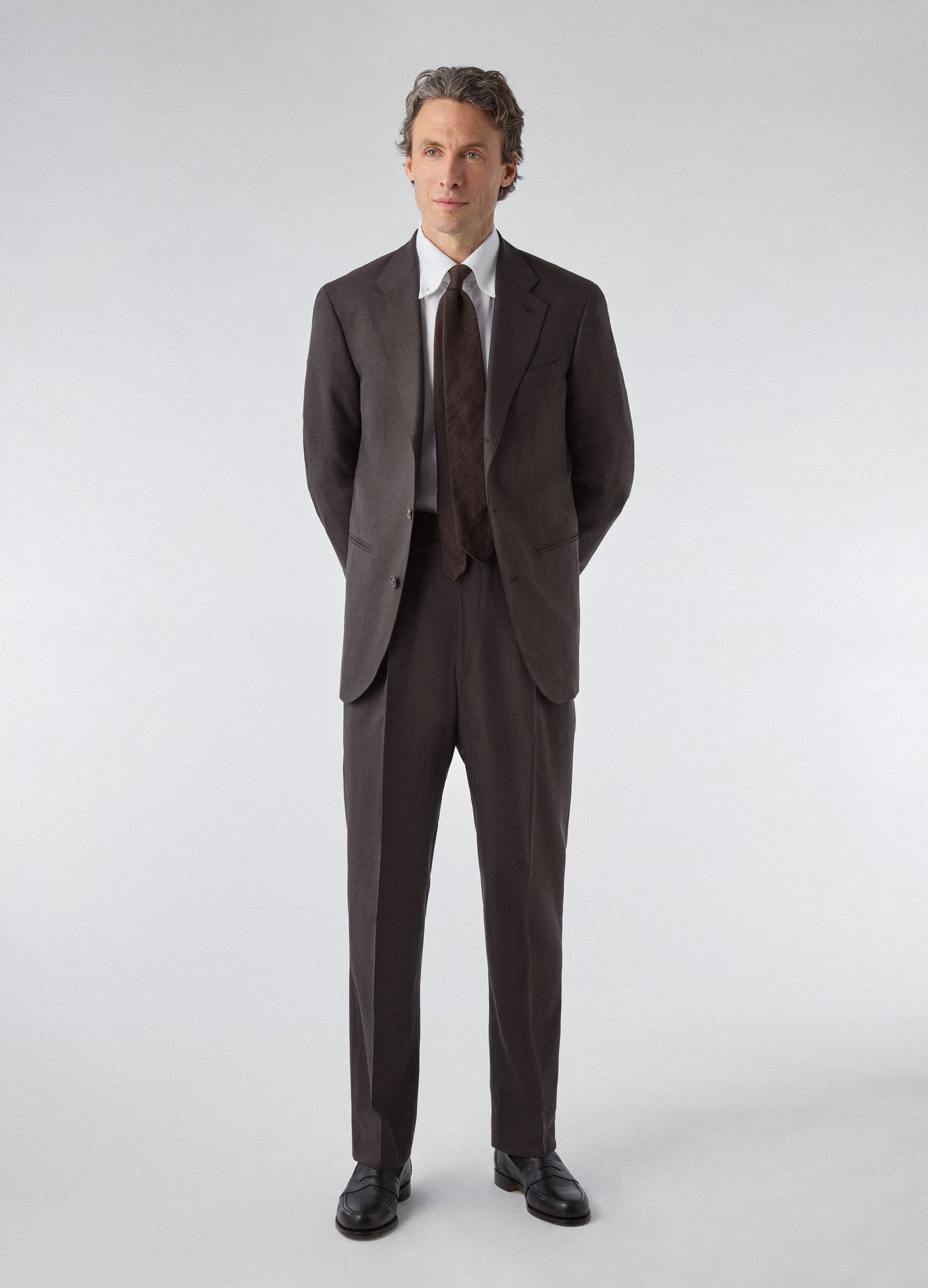 Don Wool/Silk/Linen Suit - Brown | Berg & Berg