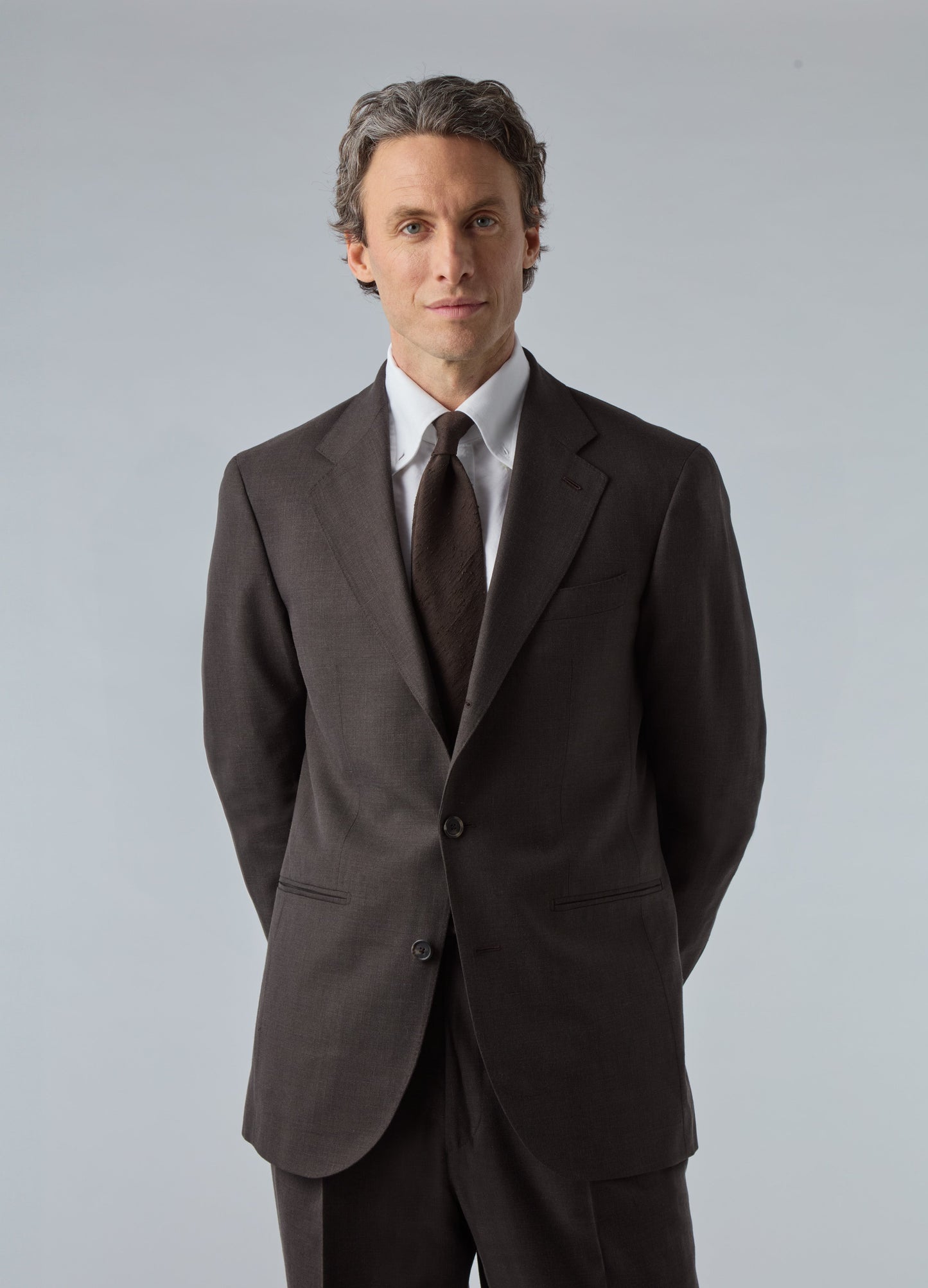 Don Wool/Silk/Linen Suit - Brown | Berg & Berg