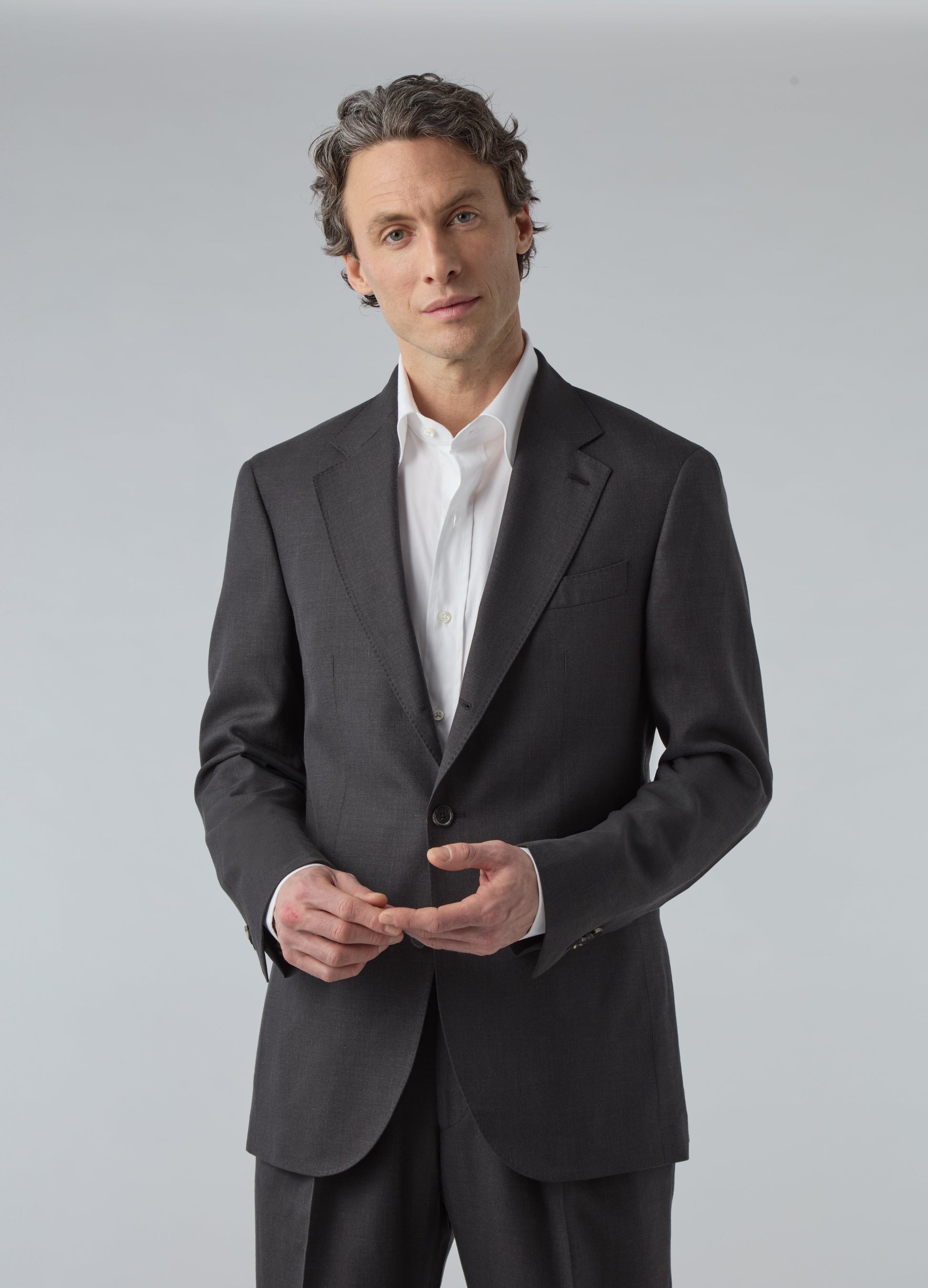 Don Wool/Silk/Linen Suit - Black | Berg & Berg