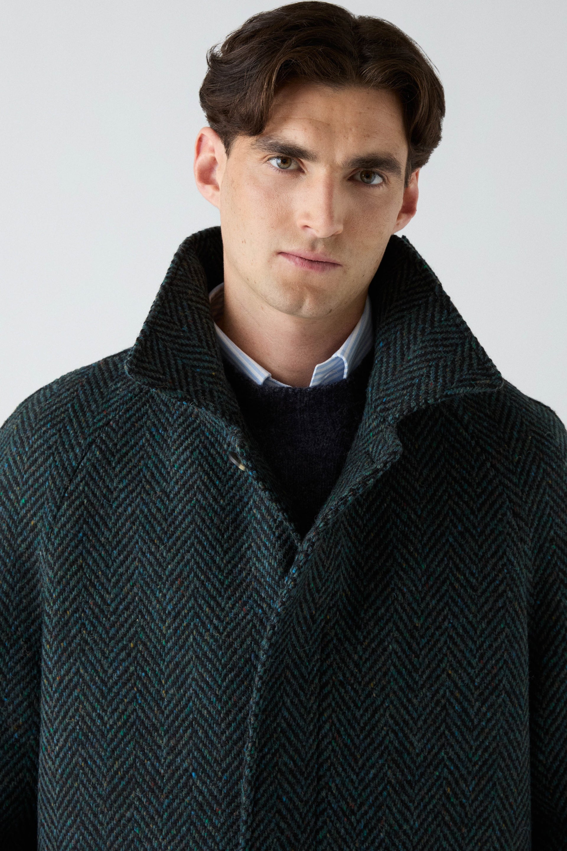 Nelson Tweed Raglan Coat - Blue | Berg & Berg
