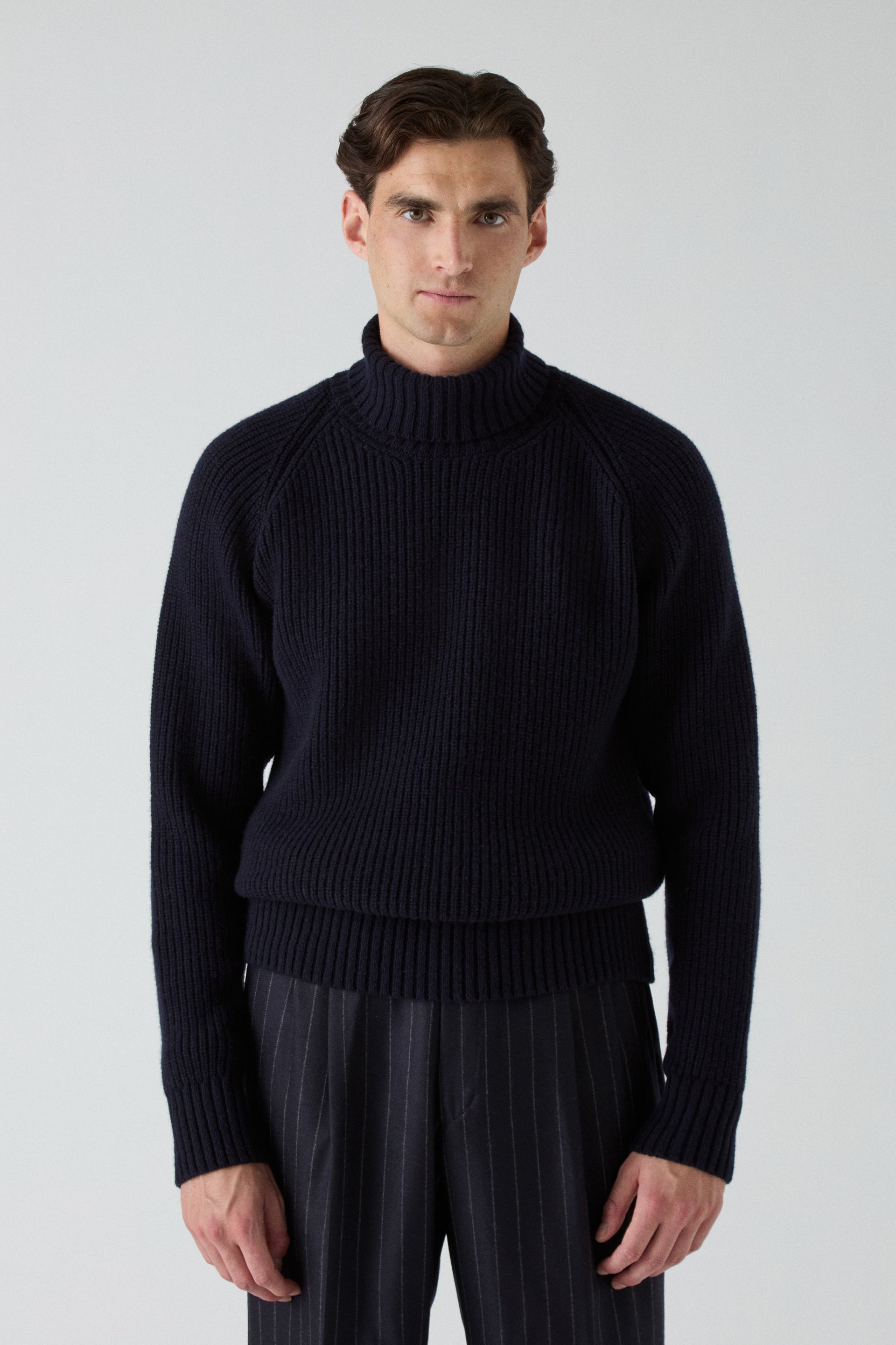 Bernhard Roll Neck Sweater - Navy | Berg & Berg