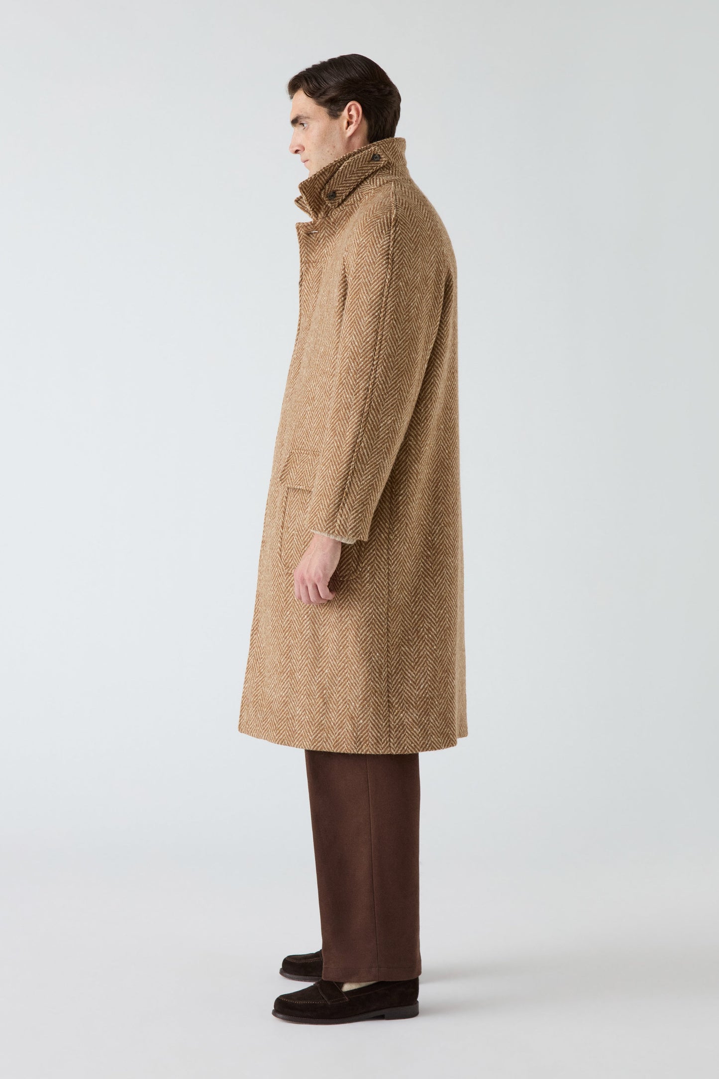 Nelson Tweed Raglan Coat - Cream/Camel | Berg & Berg