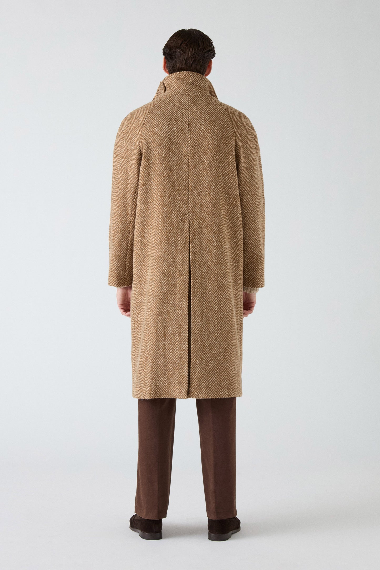Nelson Tweed Raglan Coat - Cream/Camel | Berg & Berg