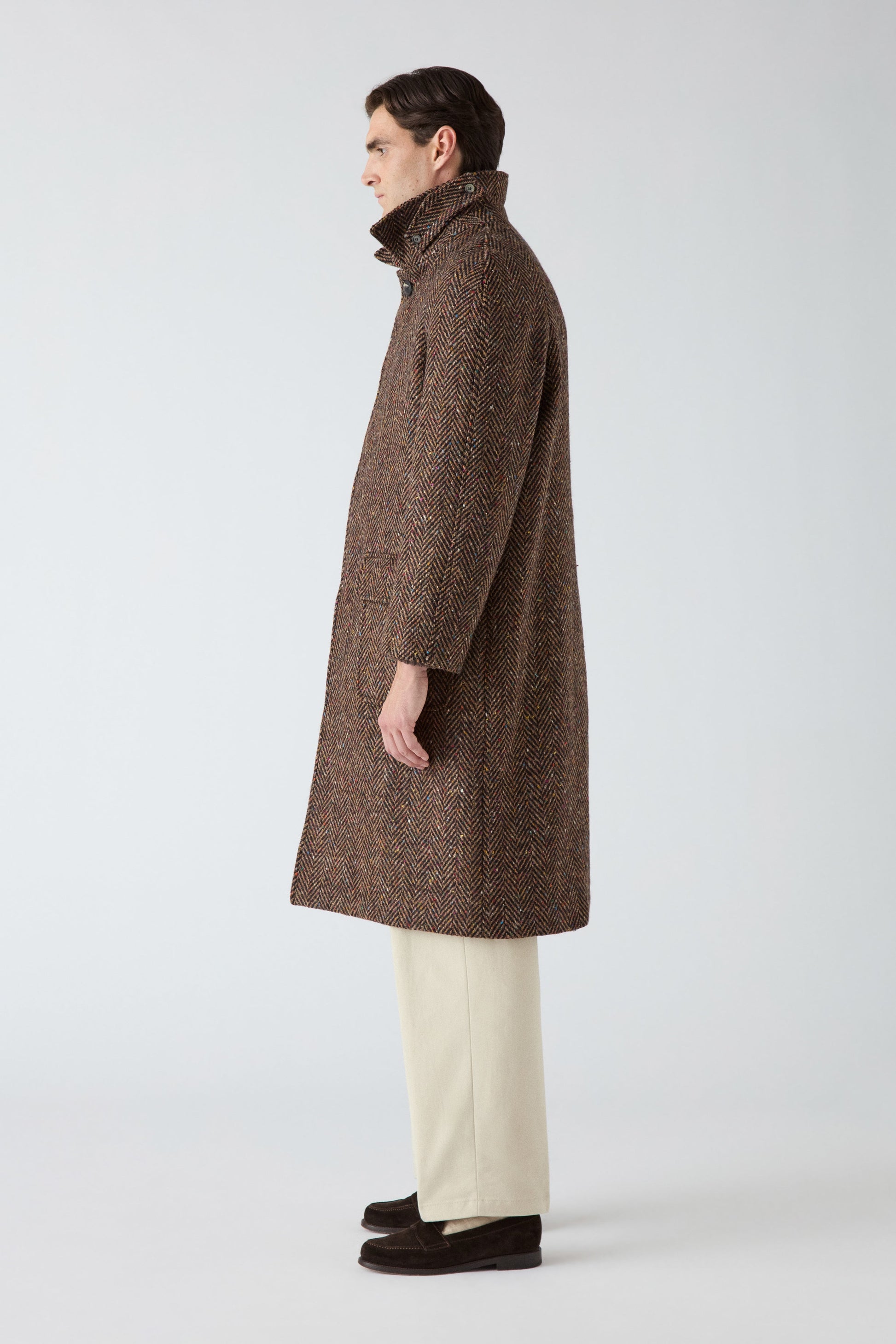 Nelson Tweed Raglan Coat - Brown | Berg & Berg