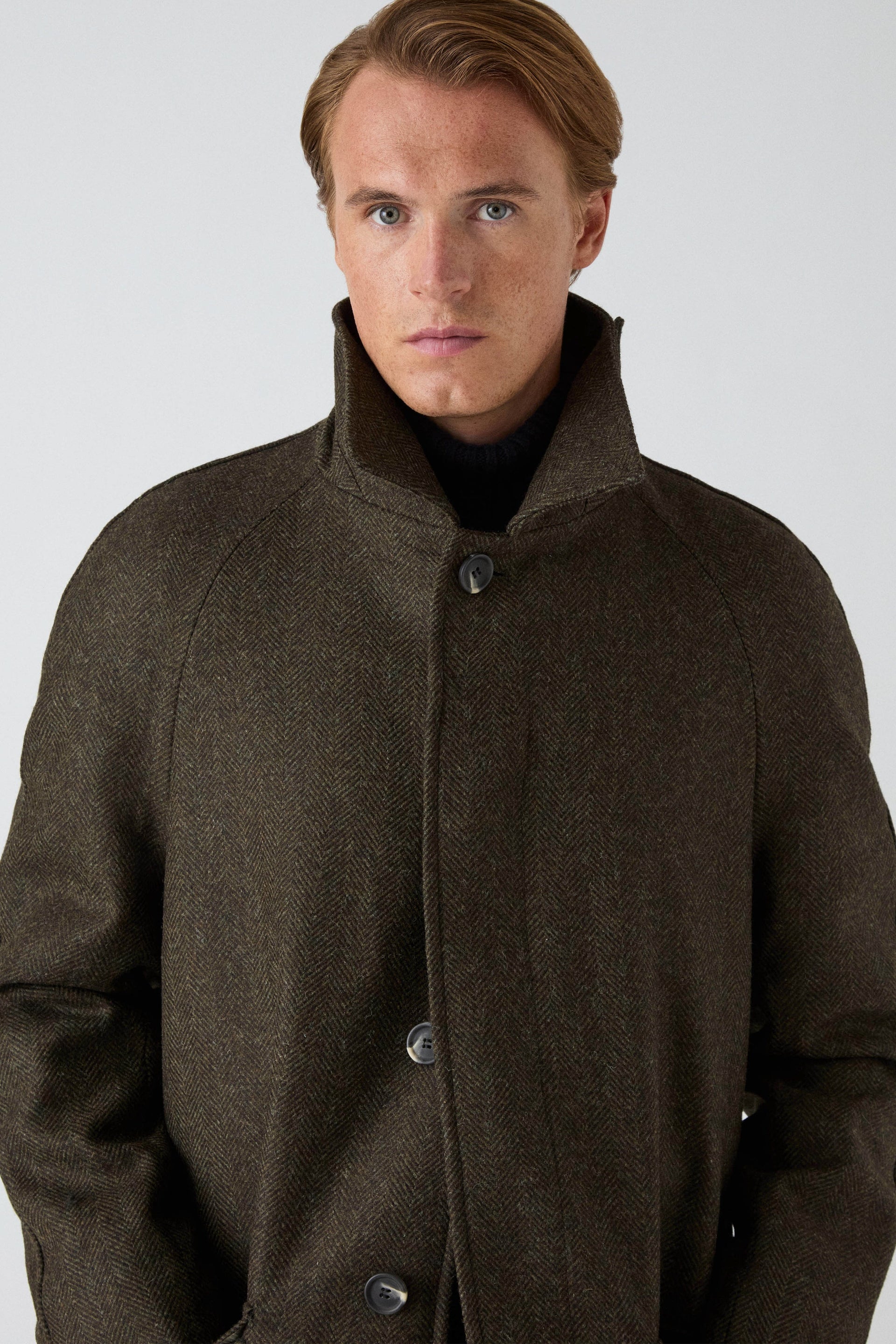 Nelson Tweed Raglan Coat - Brown/Green | Berg & Berg