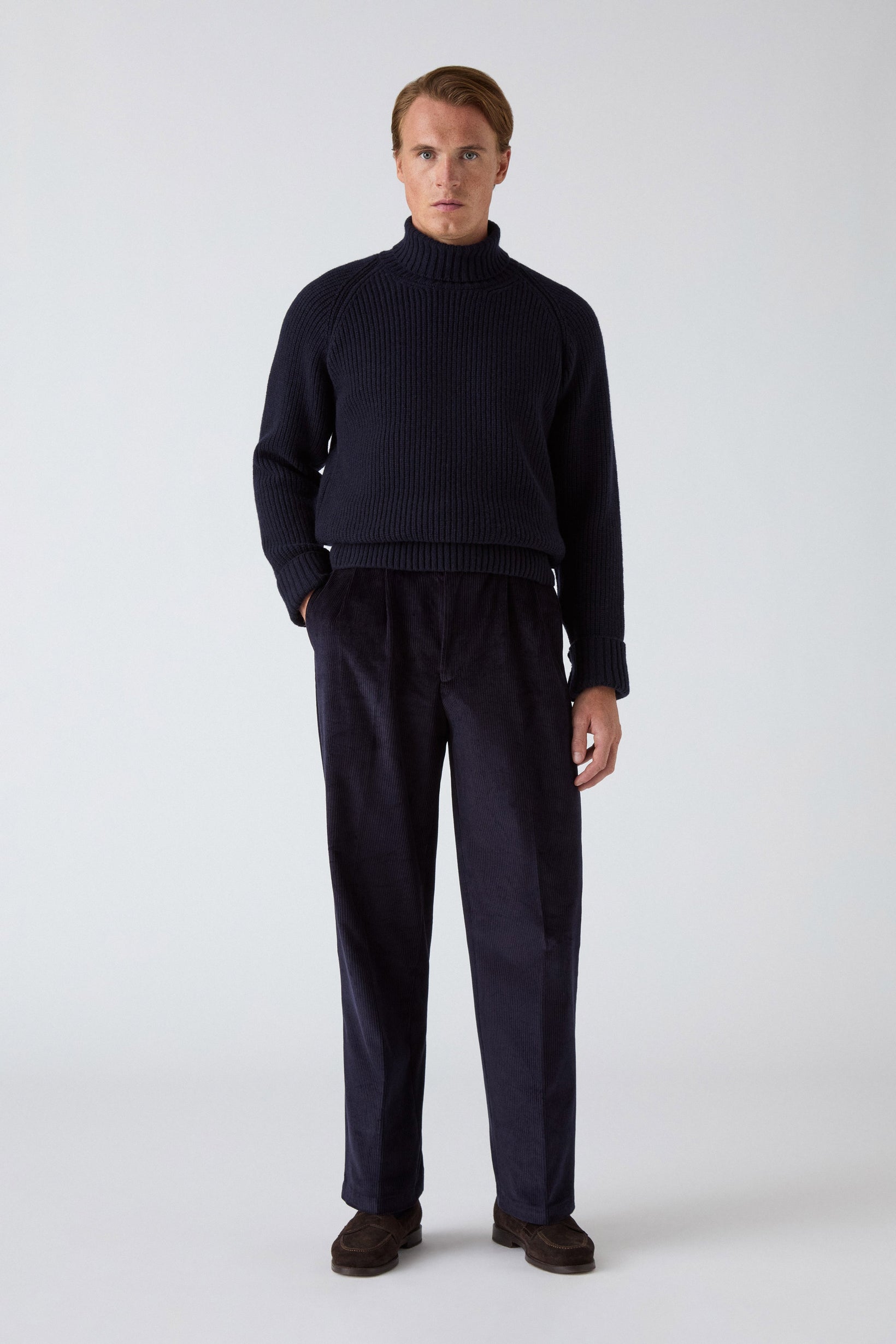 Antonello Corduroy Trousers - Navy | Berg & Berg