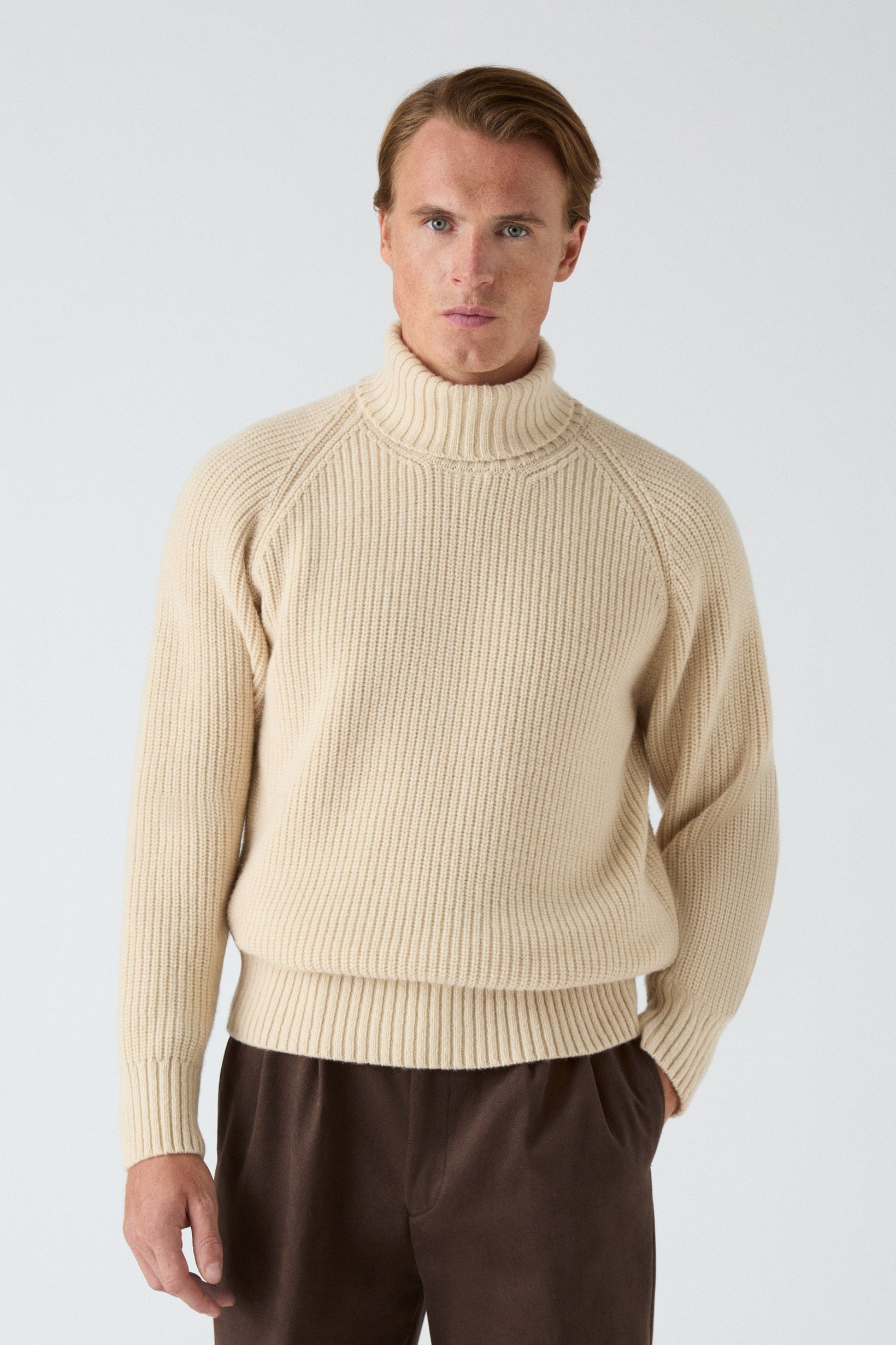 Bernhard Roll Neck Sweater - Natural | Berg & Berg