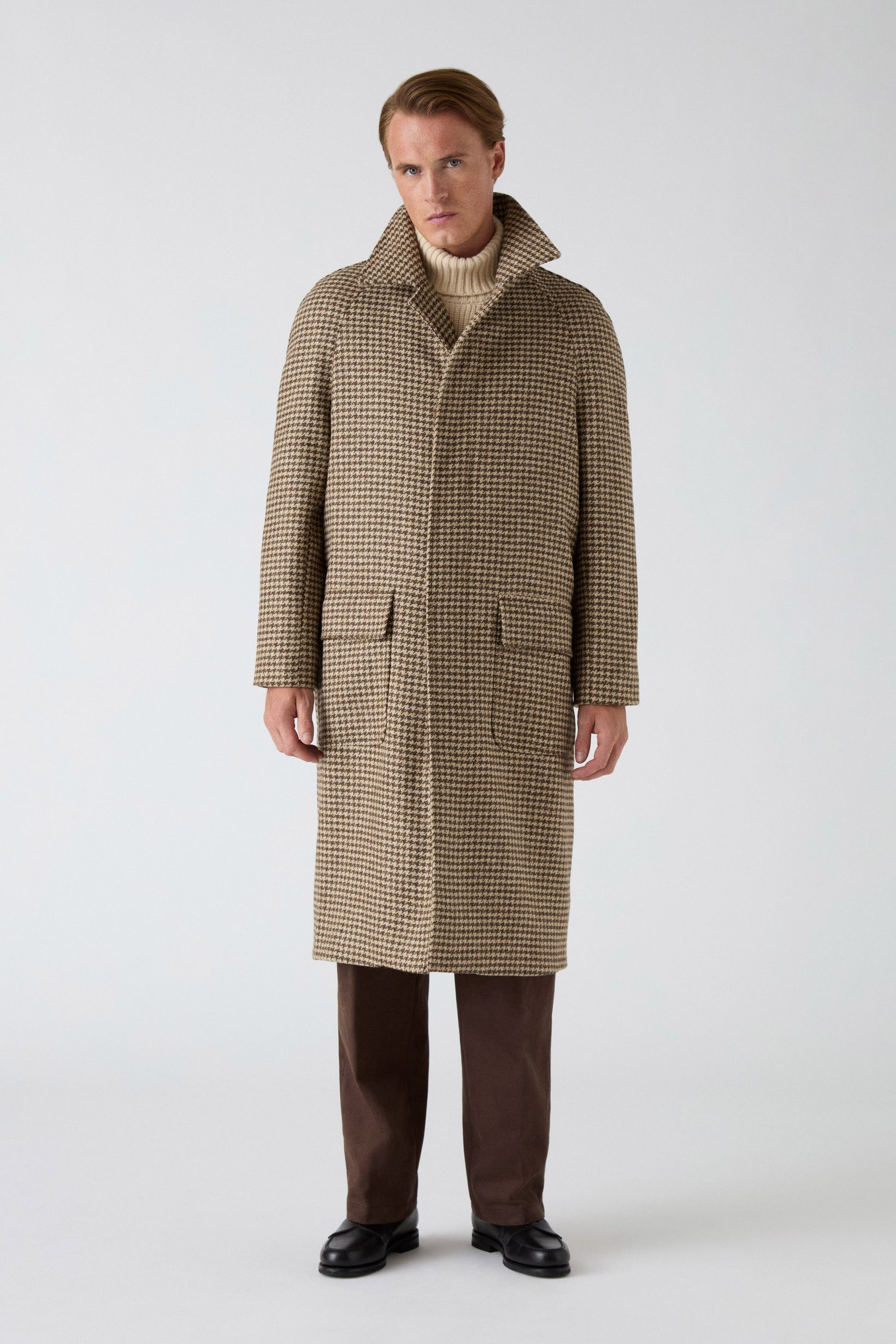 Nelson Tweed Raglan Coat - Brown/Natural | Berg & Berg