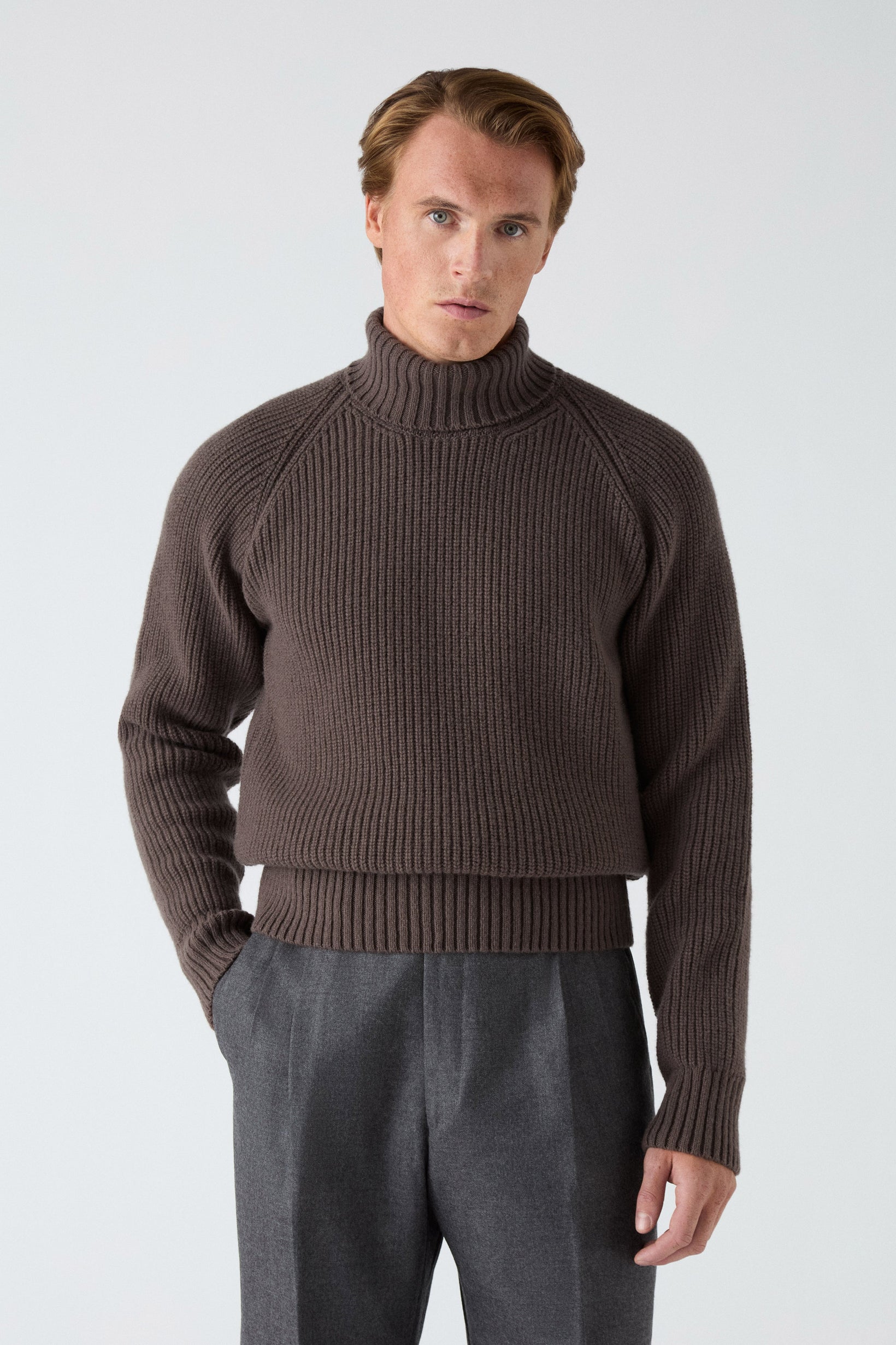 Bernhard Roll Neck Sweater - Brown | Berg & Berg