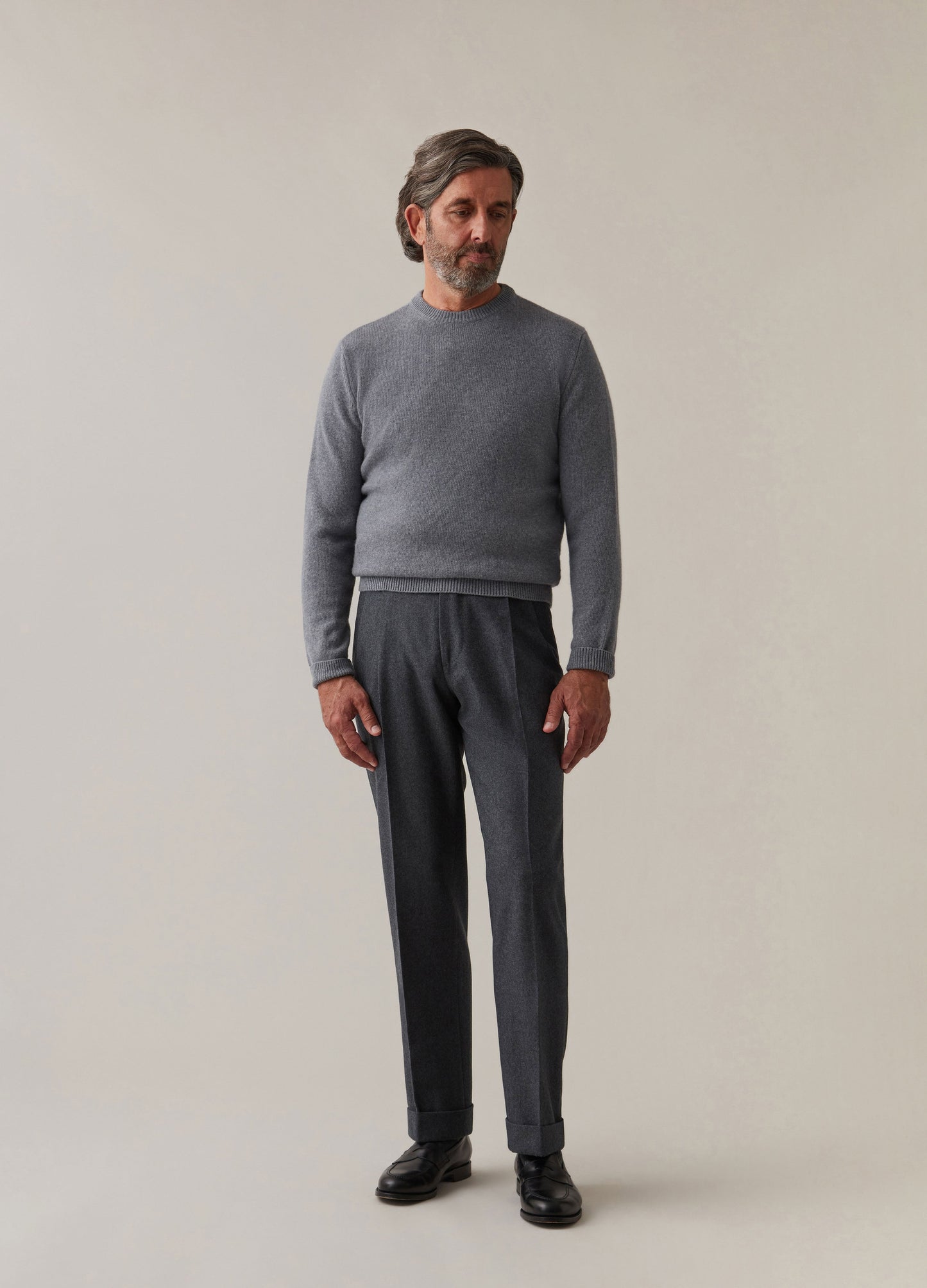 Antonio Flannel Trousers - Mid Grey Berg & Berg