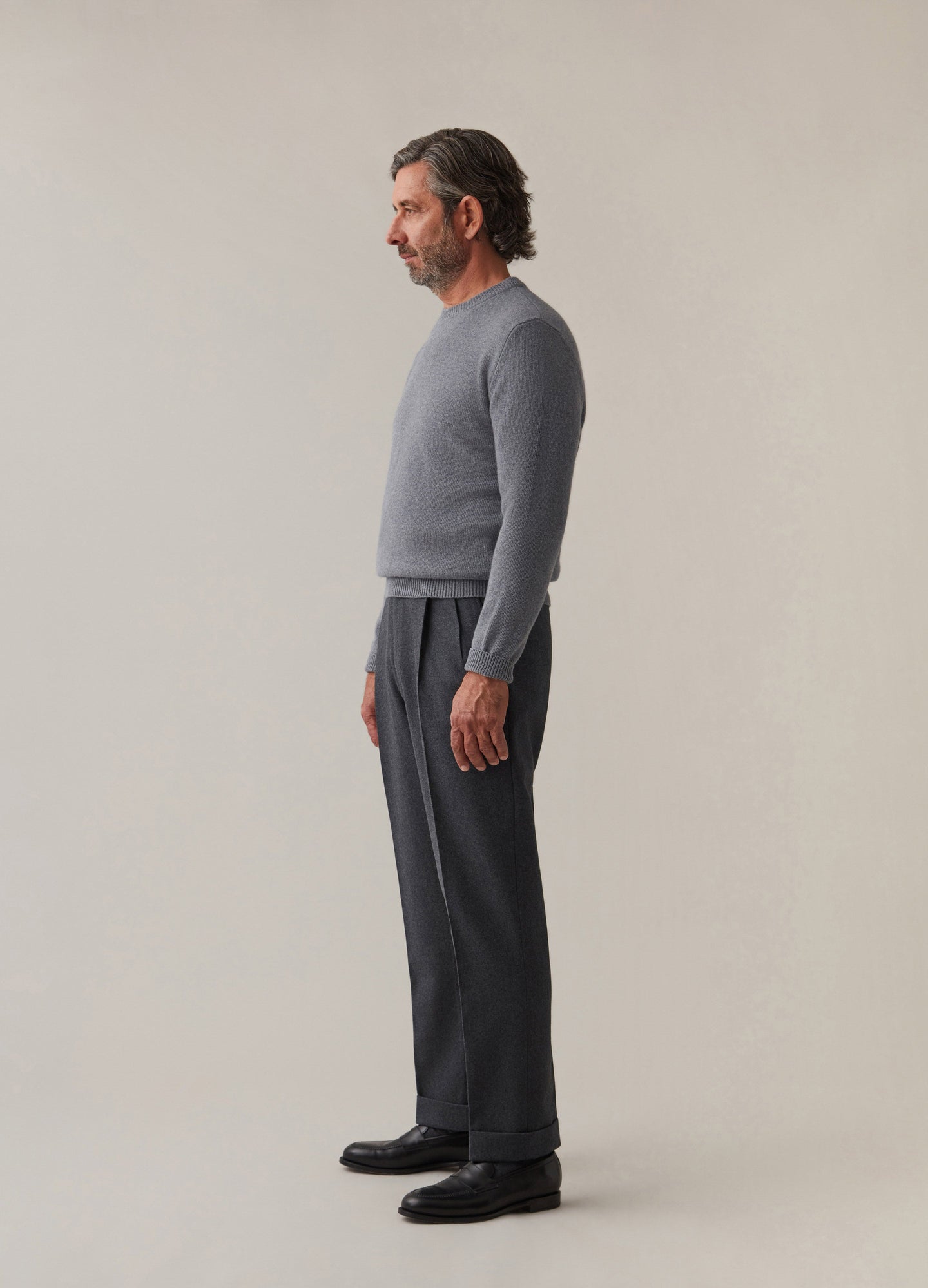 Antonio Flannel Trousers - Mid Grey Berg & Berg