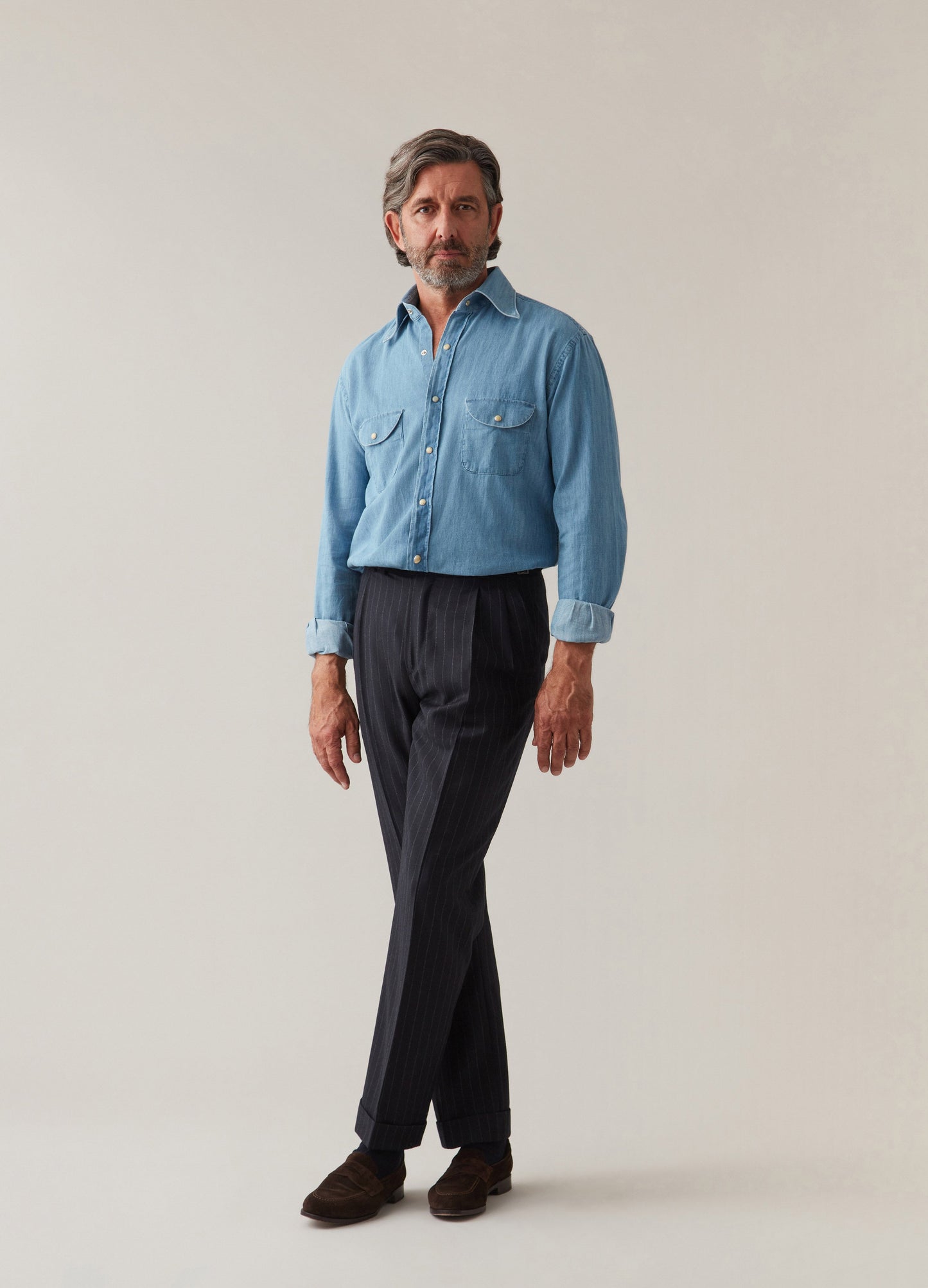 Antonio Chalk Stripe Trousers - Navy Berg & Berg