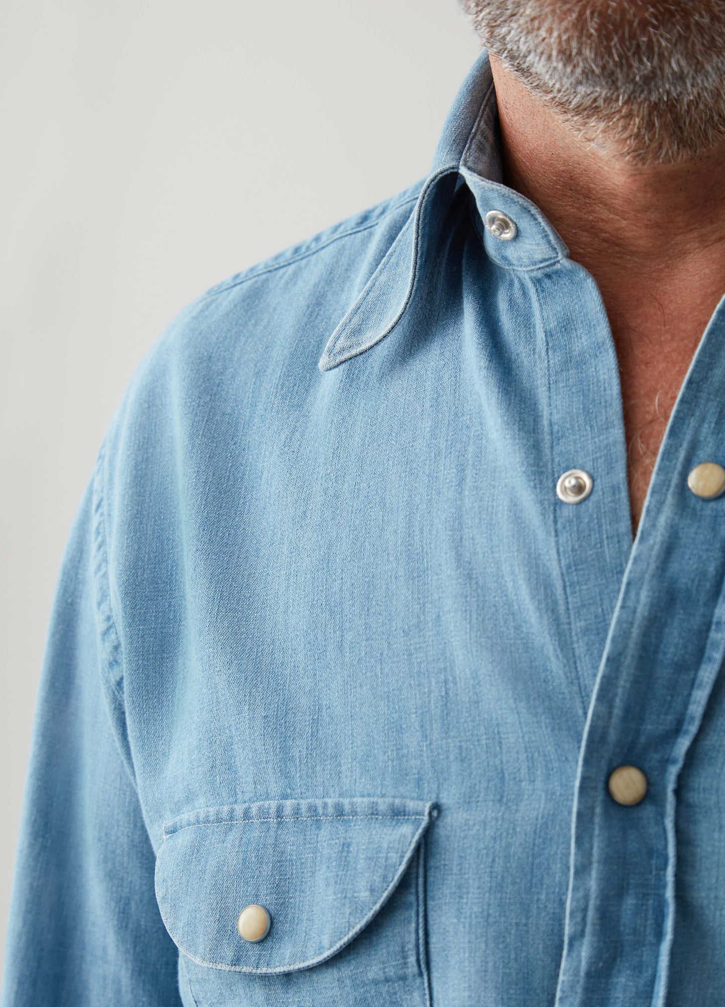 Fernando Western Shirt - Light Washed Denim Berg & Berg