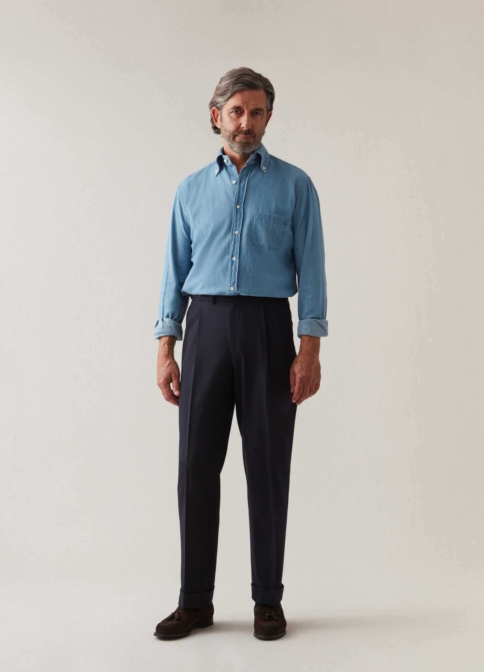 Ferdinand Button Down Shirt - Light Washed Denim Berg & Berg