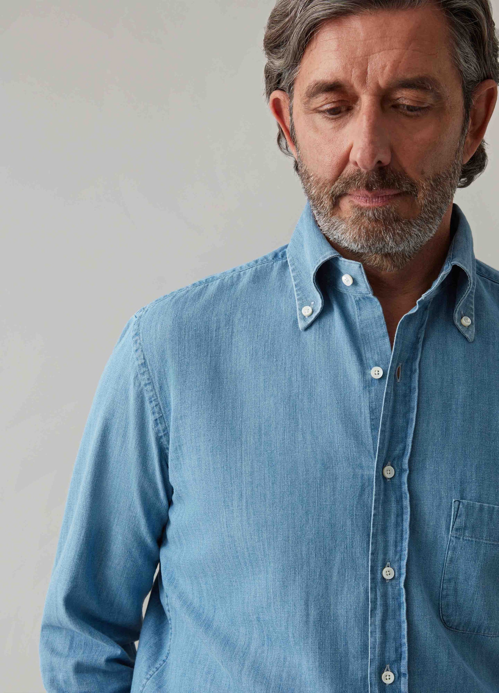 Ferdinand Button Down Shirt - Light Washed Denim Berg & Berg