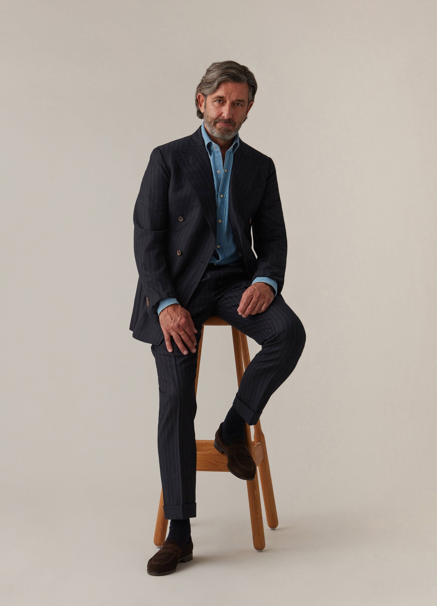 Dylan DB Chalk Stripe Blazer - Navy Berg & Berg