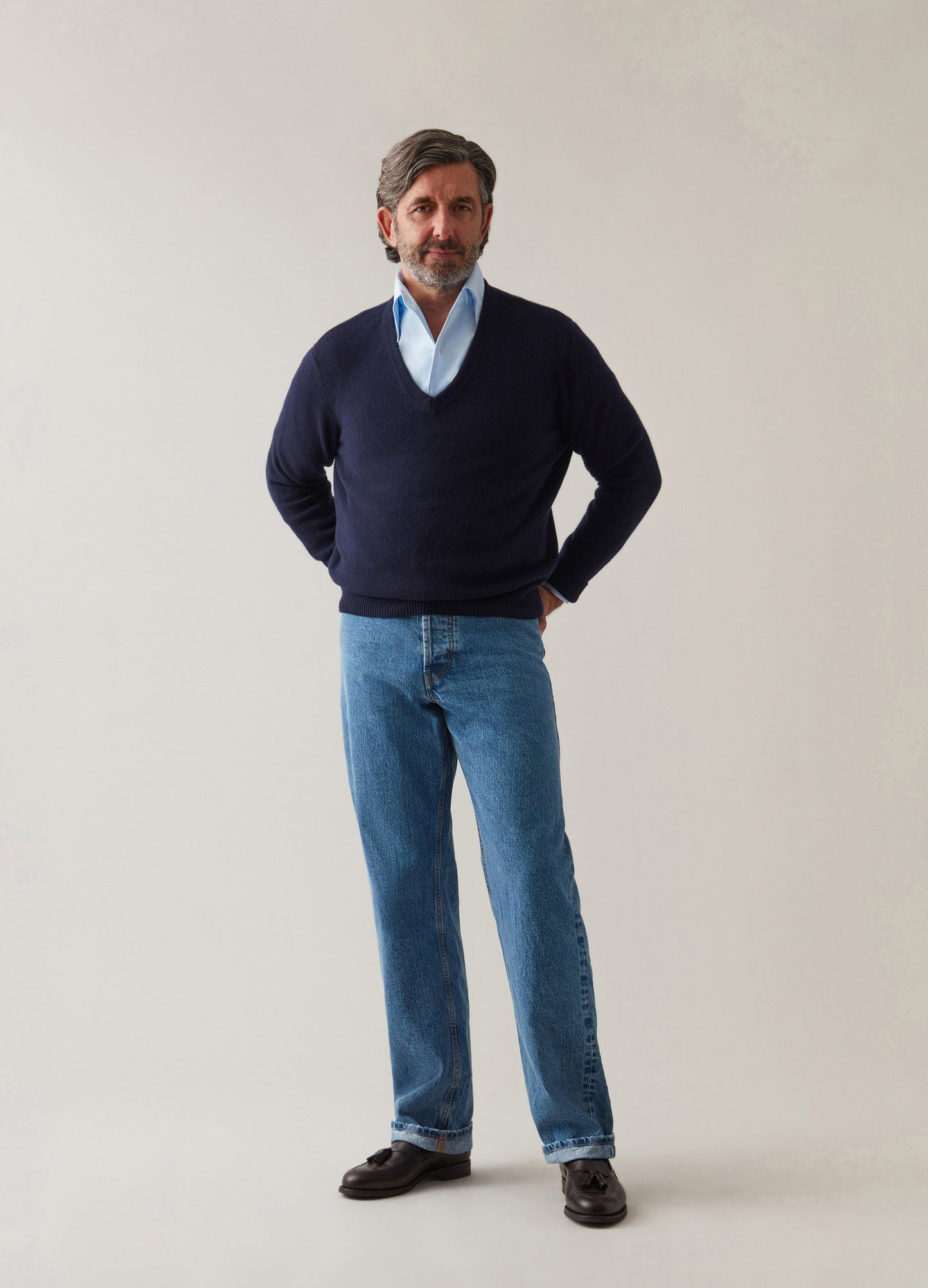 Björn V-Neck Sweater - Navy Berg & Berg