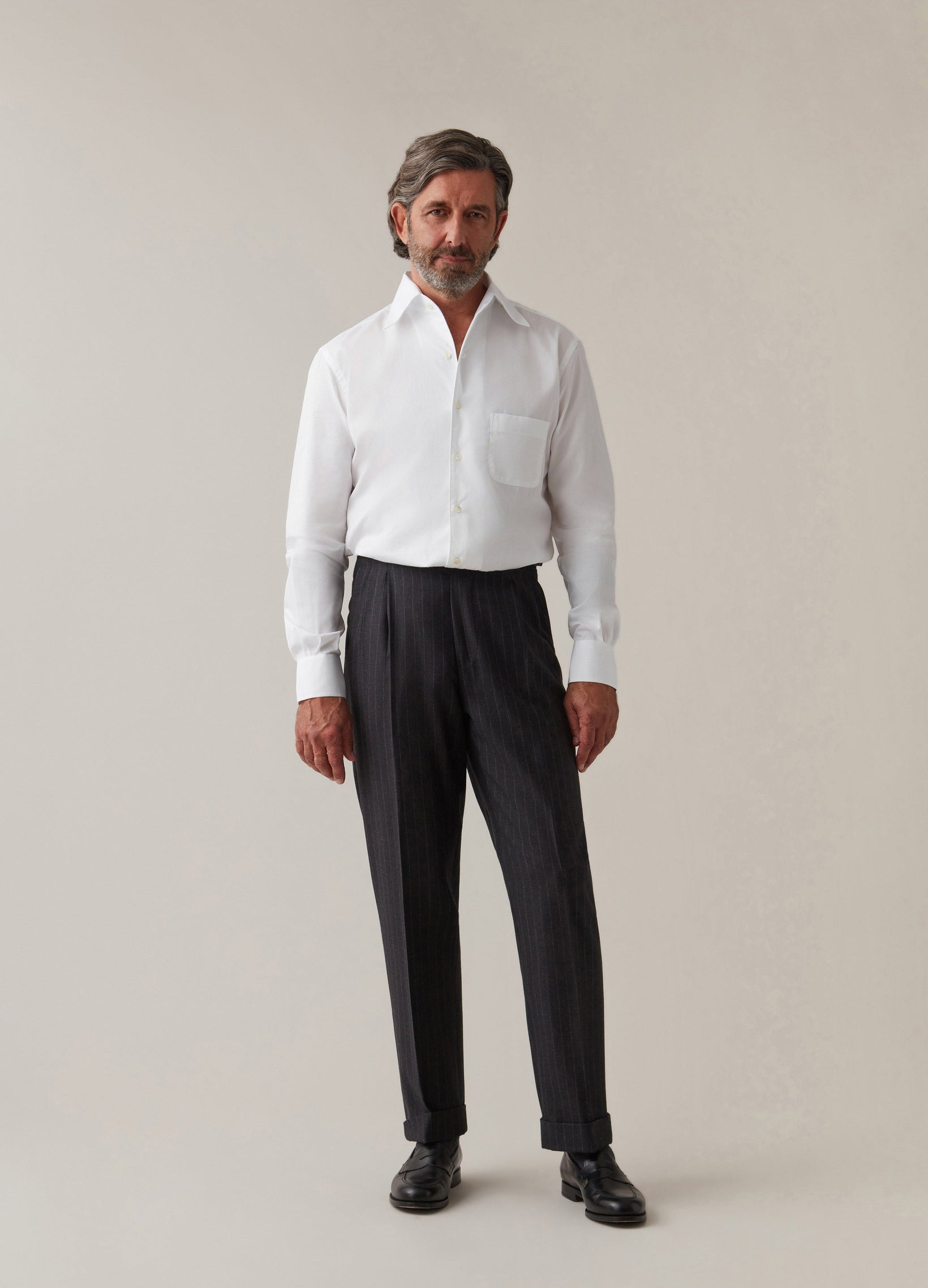 Antonio Chalk Stripe Trousers - Charcoal Berg & Berg