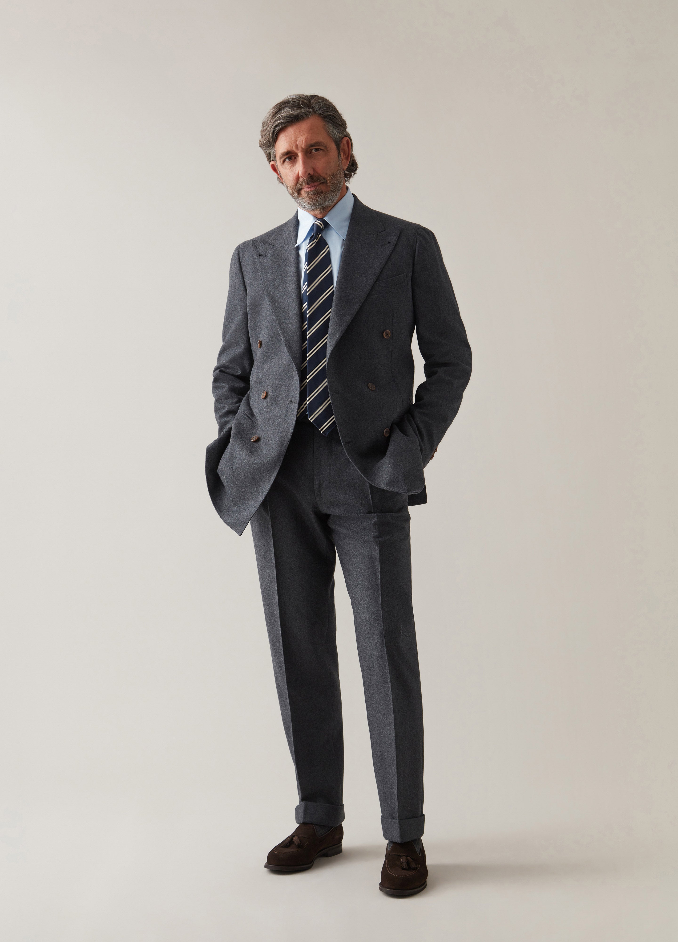 Dylan DB Flannel Blazer - Mid Grey Berg & Berg