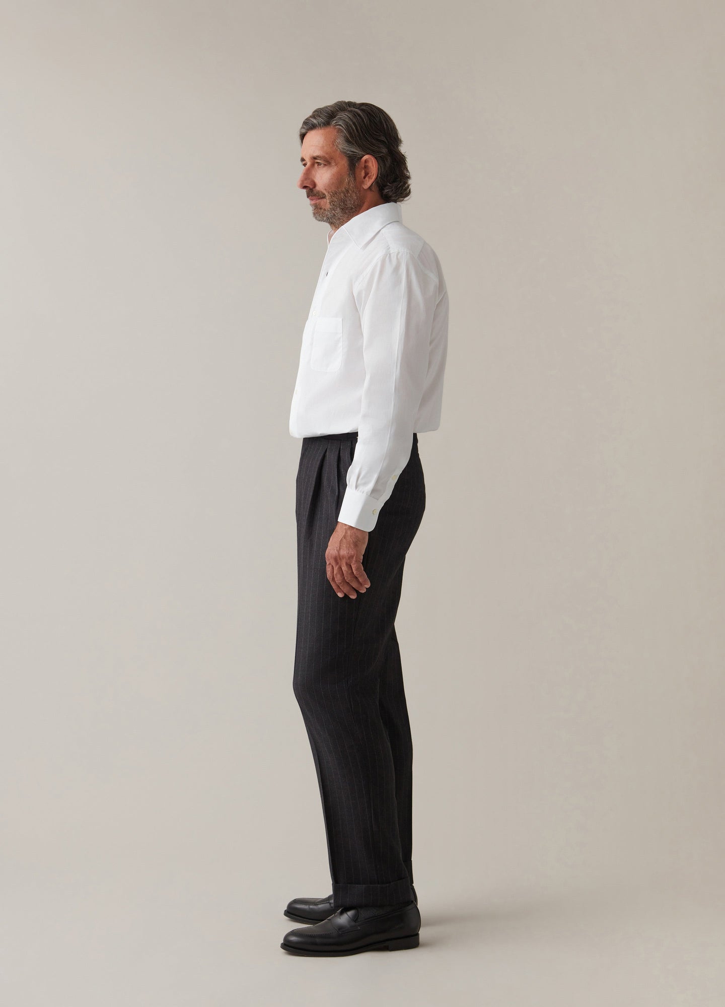 Antonio Chalk Stripe Trousers - Charcoal Berg & Berg