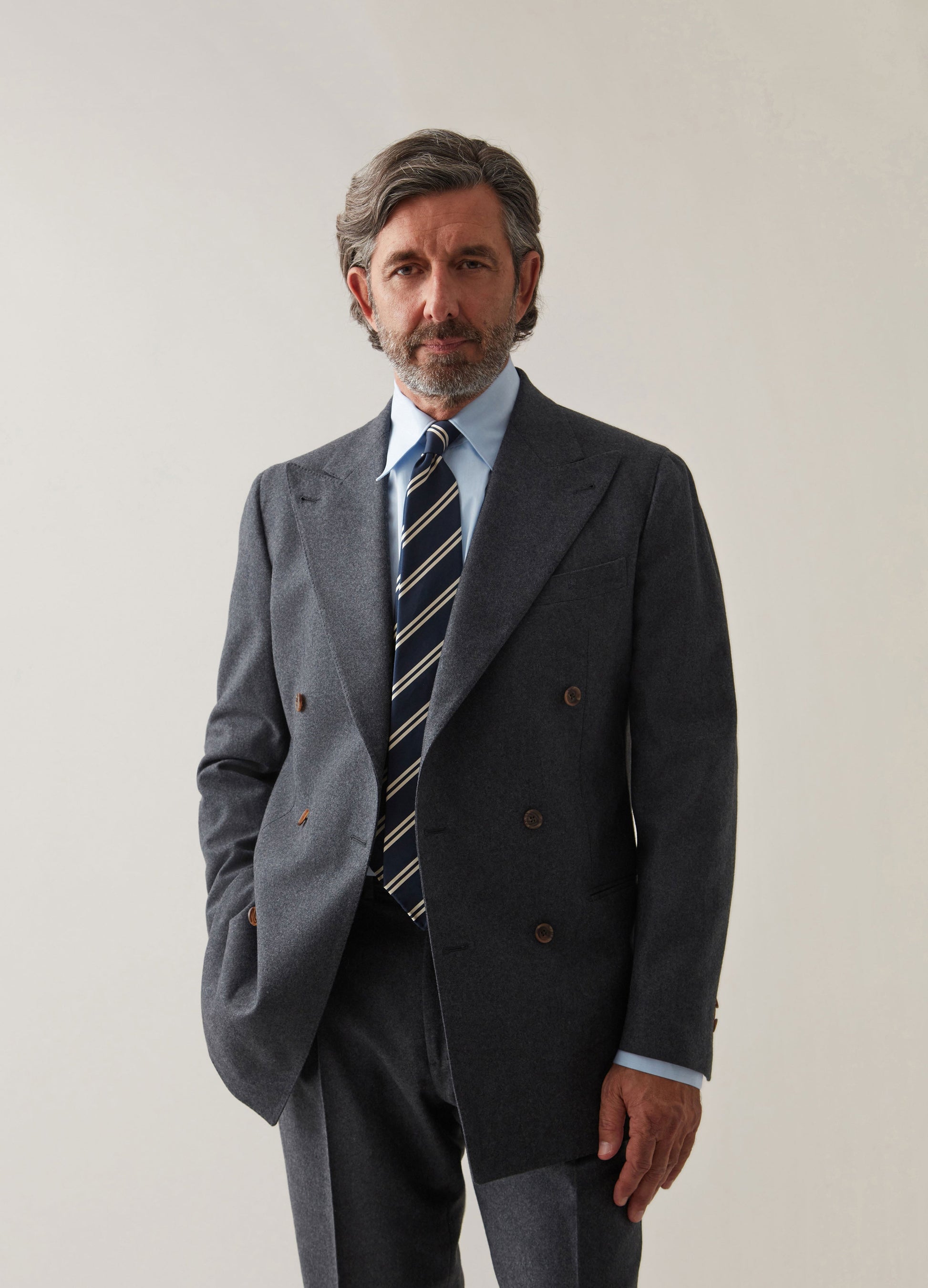 Dylan DB Flannel Blazer - Mid Grey Berg & Berg