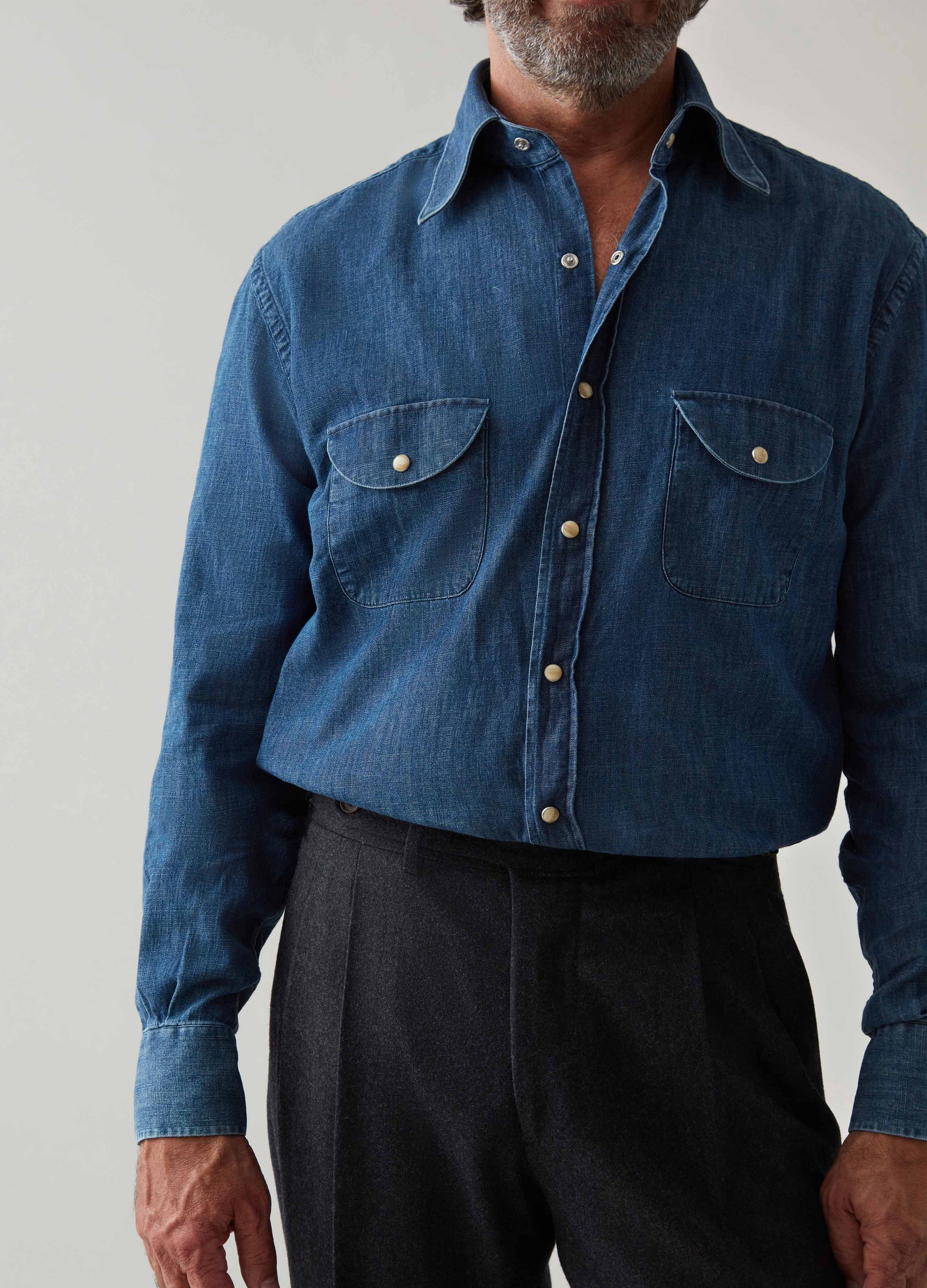 Fernando Western Shirt - Washed Denim Berg & Berg